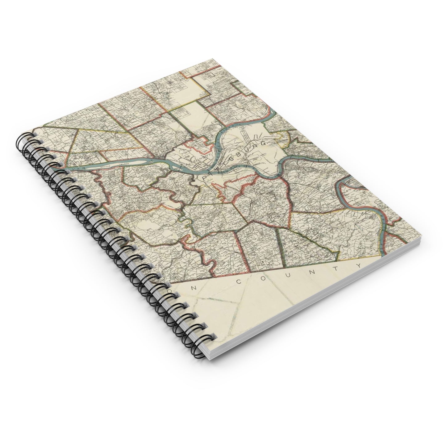 Farm line map of Allegheny County, Pennsylvania / Spiral Bound Ruled Notebook with Printed Cover