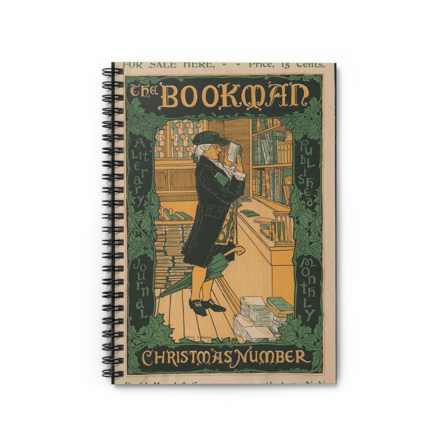 Louis Rhead - The bookman, Christmas number (2015646907) Spiral Bound Ruled Notebook with Printed Cover