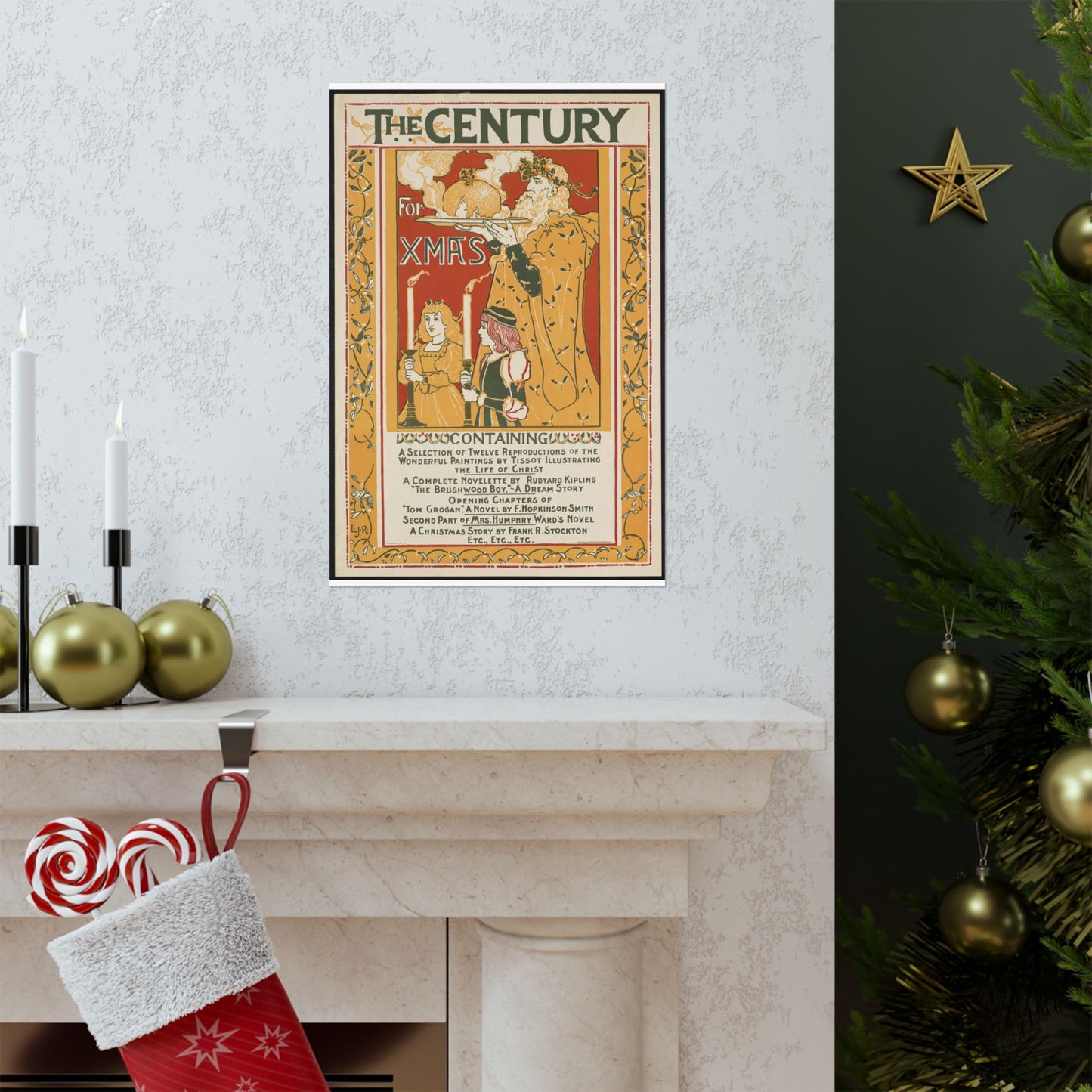 Louis Rhead - The century for Xmas, Art Nouveau poster High Quality Matte Wall Art Poster for Home, Office, Classroom