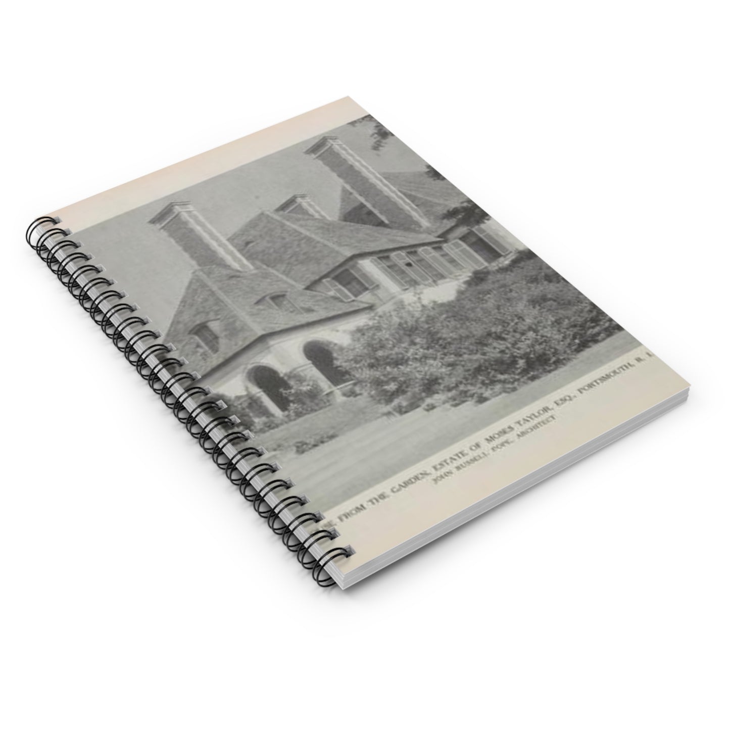 House from the Garden, Estate of Moses Taylor, Esq., Portsmouth, R.I. Spiral Bound Ruled Notebook with Printed Cover