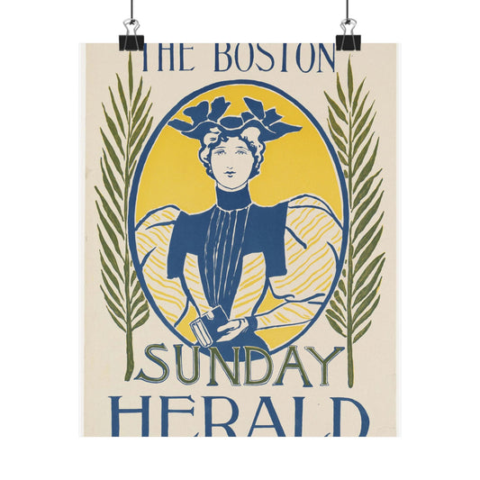 The Boston Sunday herald, Art Nouveau Poster High Quality Matte Wall Art Poster for Home, Office, Classroom