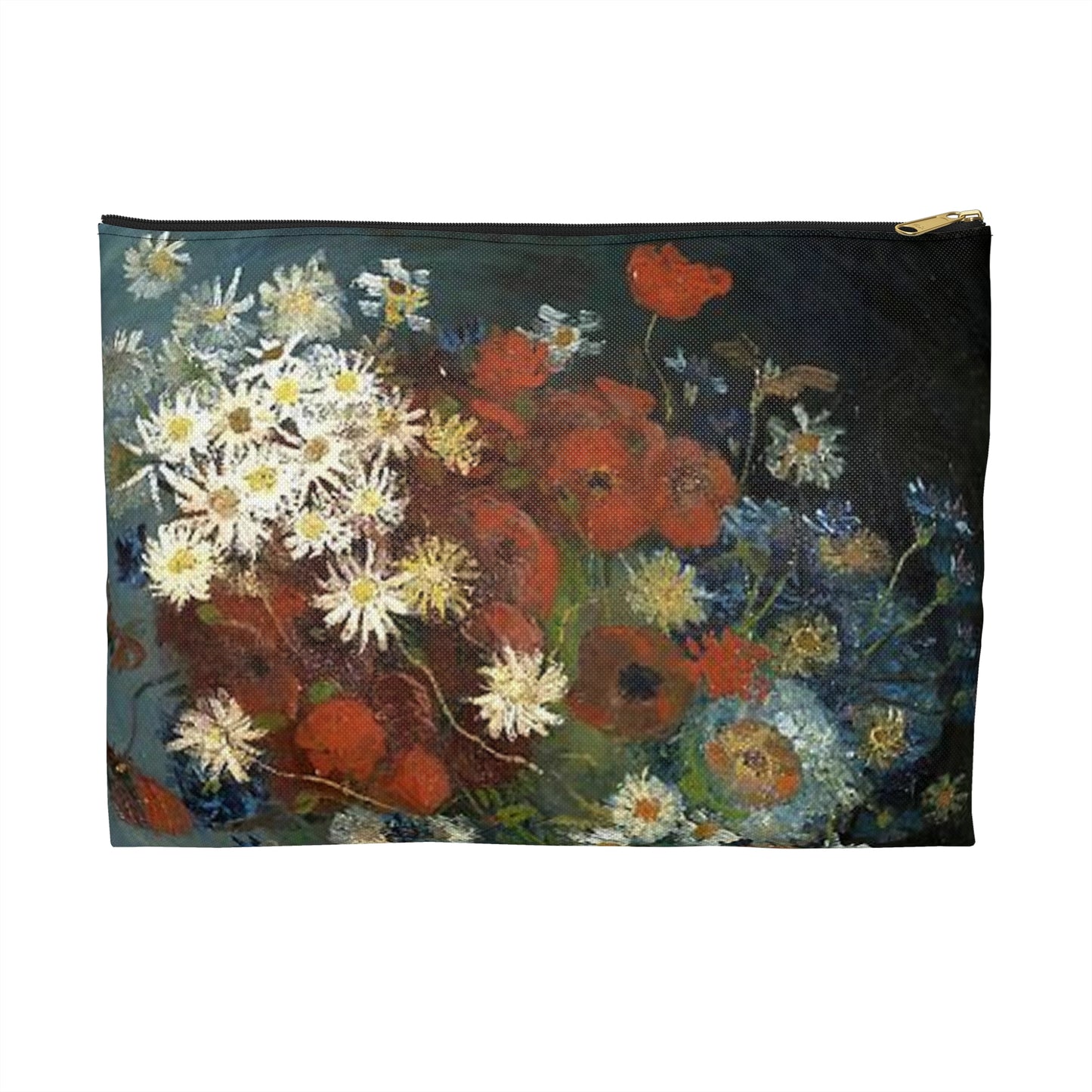 Still life with meadow flowers and roses Van Gogh 1886 Large Organizer Pouch with Black Zipper