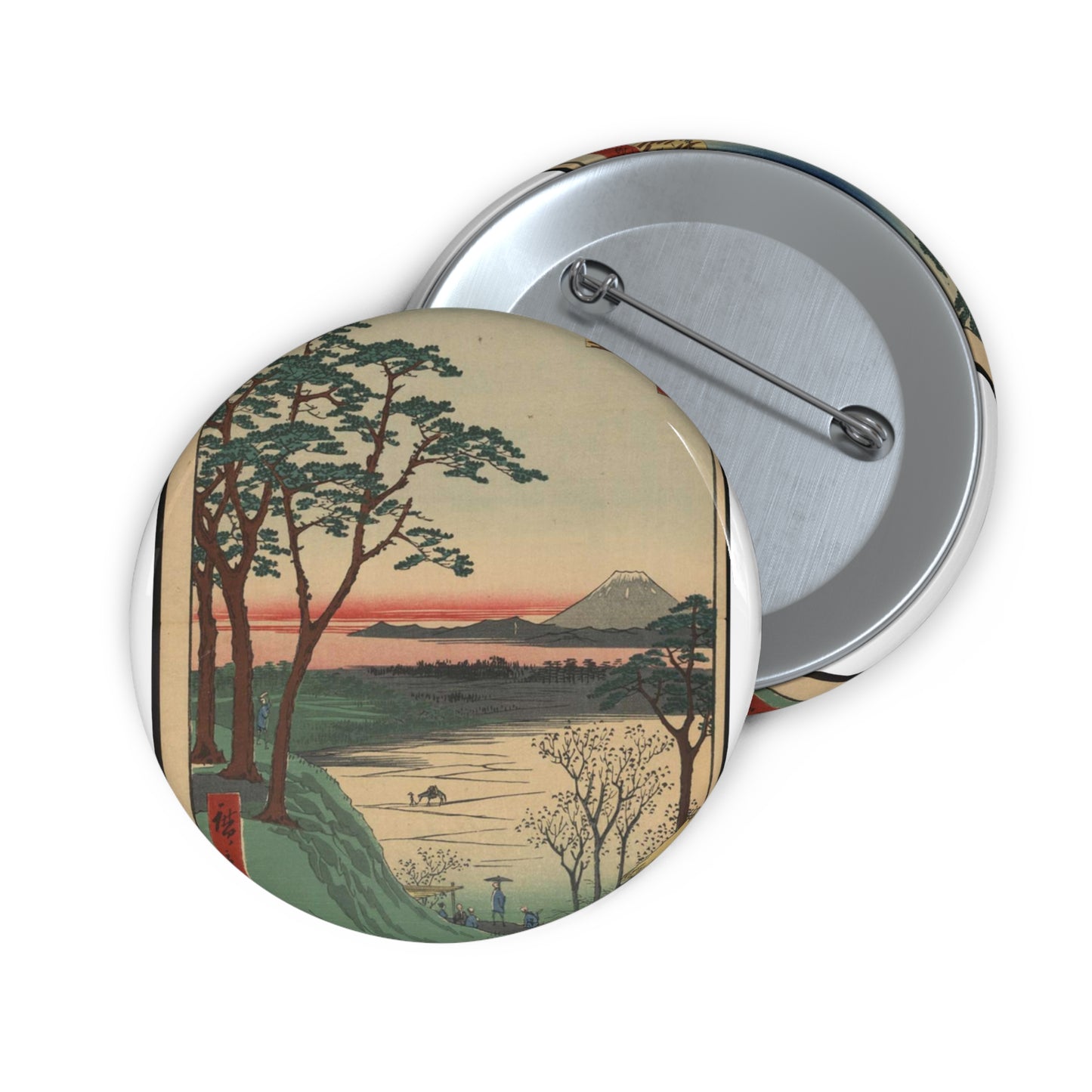 Gajō icchō, Ando Hiroshige - Public domain portrait drawing  Pin Buttons with Crisp Design