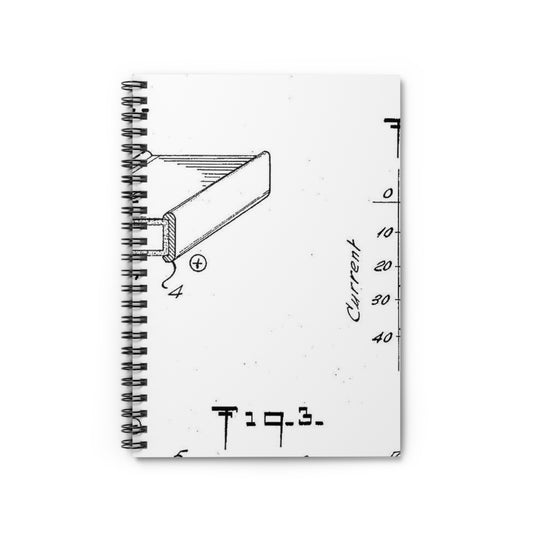 Patent drawing - Hiroshi Mori's first patented bifacial solar cell (1961) Public domain  image Spiral Bound Ruled Notebook with Printed Cover