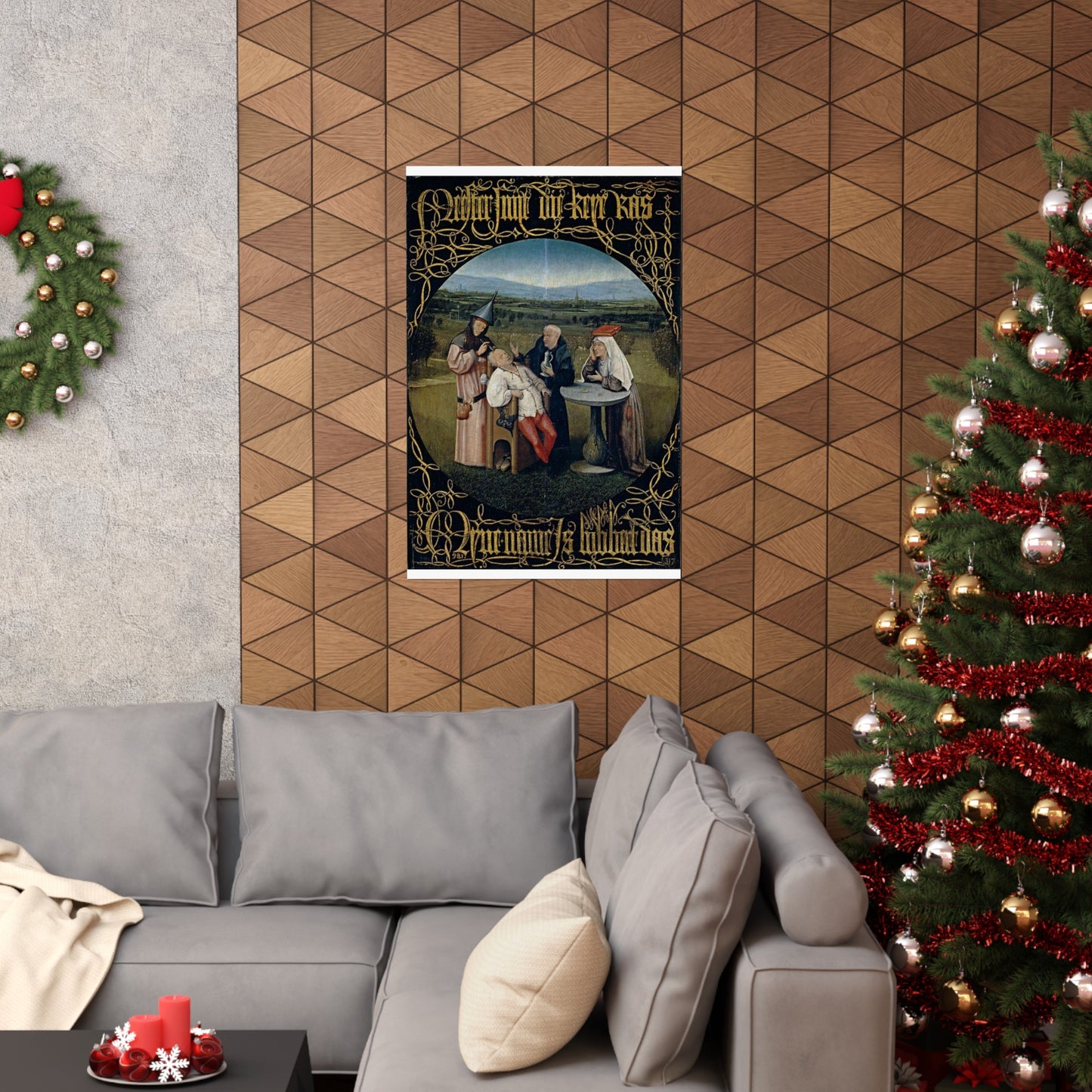 Hieronymus Bosch 053 - A painting of a group of people sitting around a table High Quality Matte Wall Art Poster for Home, Office, Classroom