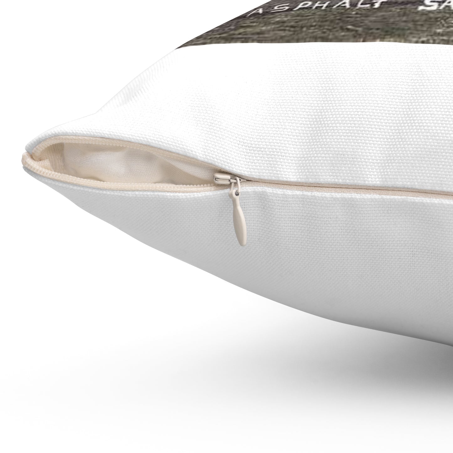 Laying Asphalt, all workers and equipment in view (NBY 10449) Decorative Accent Square Pillow