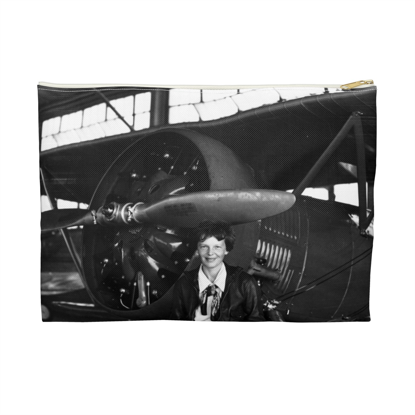 Amelia Earhart - U.S. National Archives Public Domain photograph Large Organizer Pouch with Black Zipper