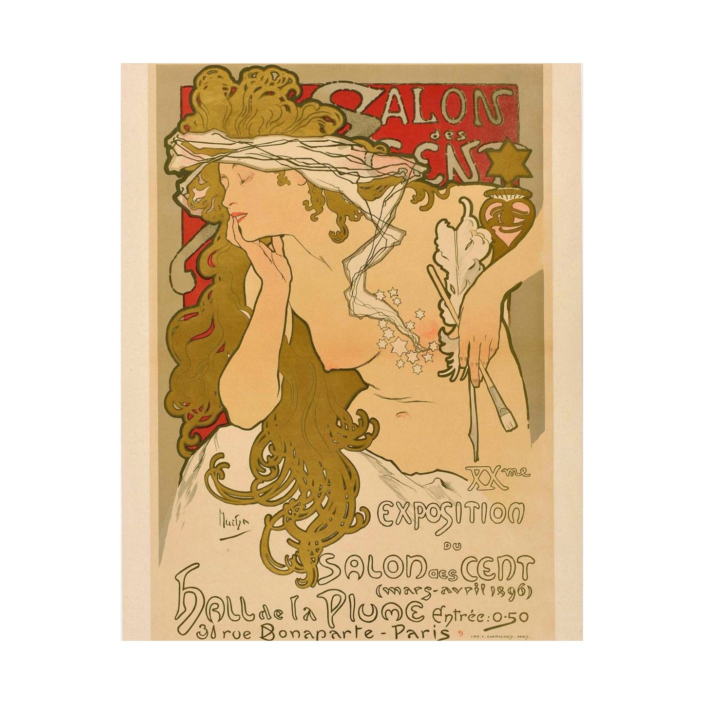 Salon des Cent (20) - mars 1896 High Quality Matte Wall Art Poster for Home, Office, Classroom