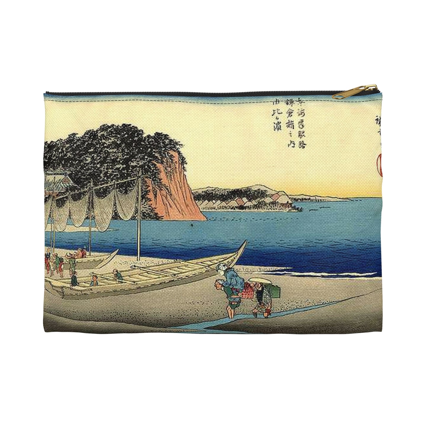 Utagawa Hiroshige - Hiroshige, Yuigahama Large Organizer Pouch with Black Zipper