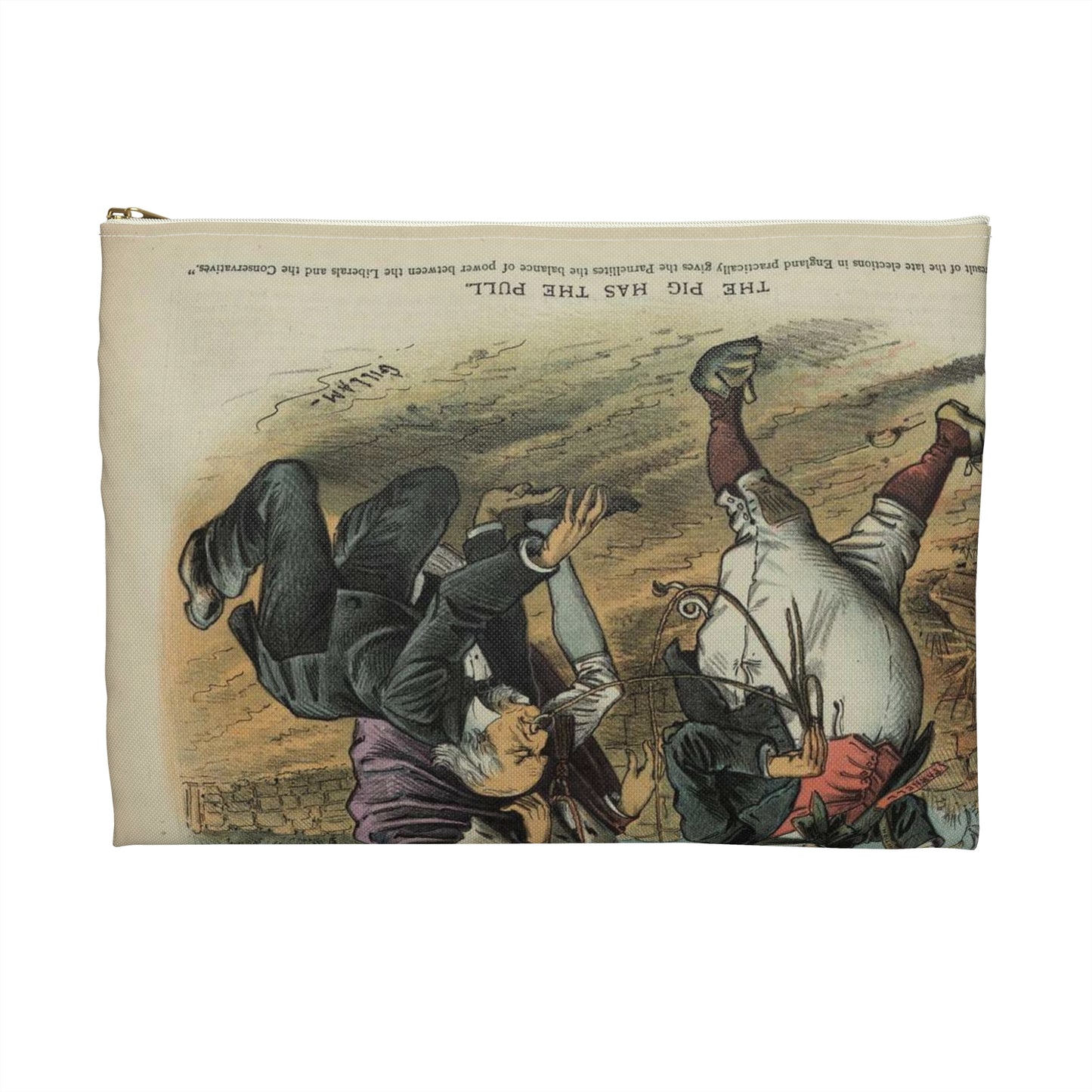 The pig has the pull / Gillam. - Drawing. Public domain image. Large Organizer Pouch with Black Zipper