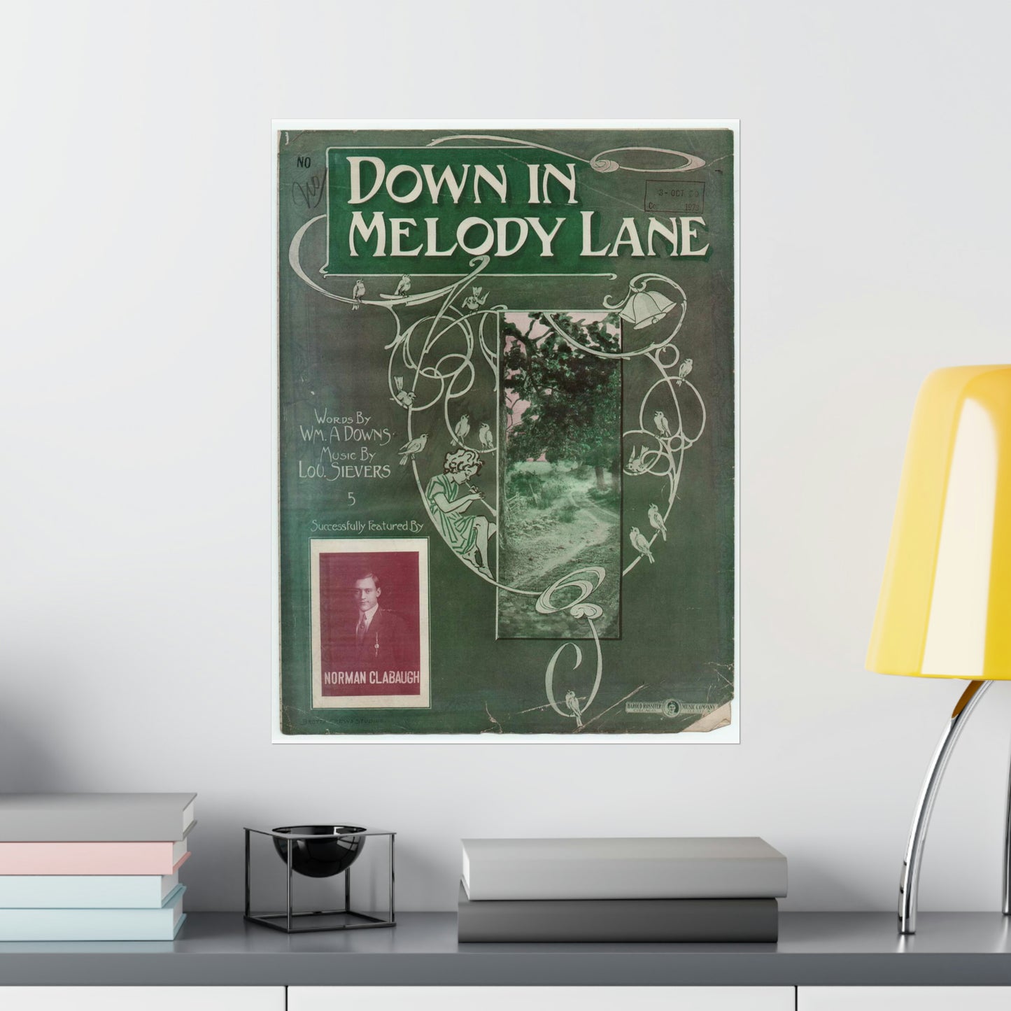 Down in melody lane - Public domain American sheet music High Quality Matte Wall Art Poster for Home, Office, Classroom