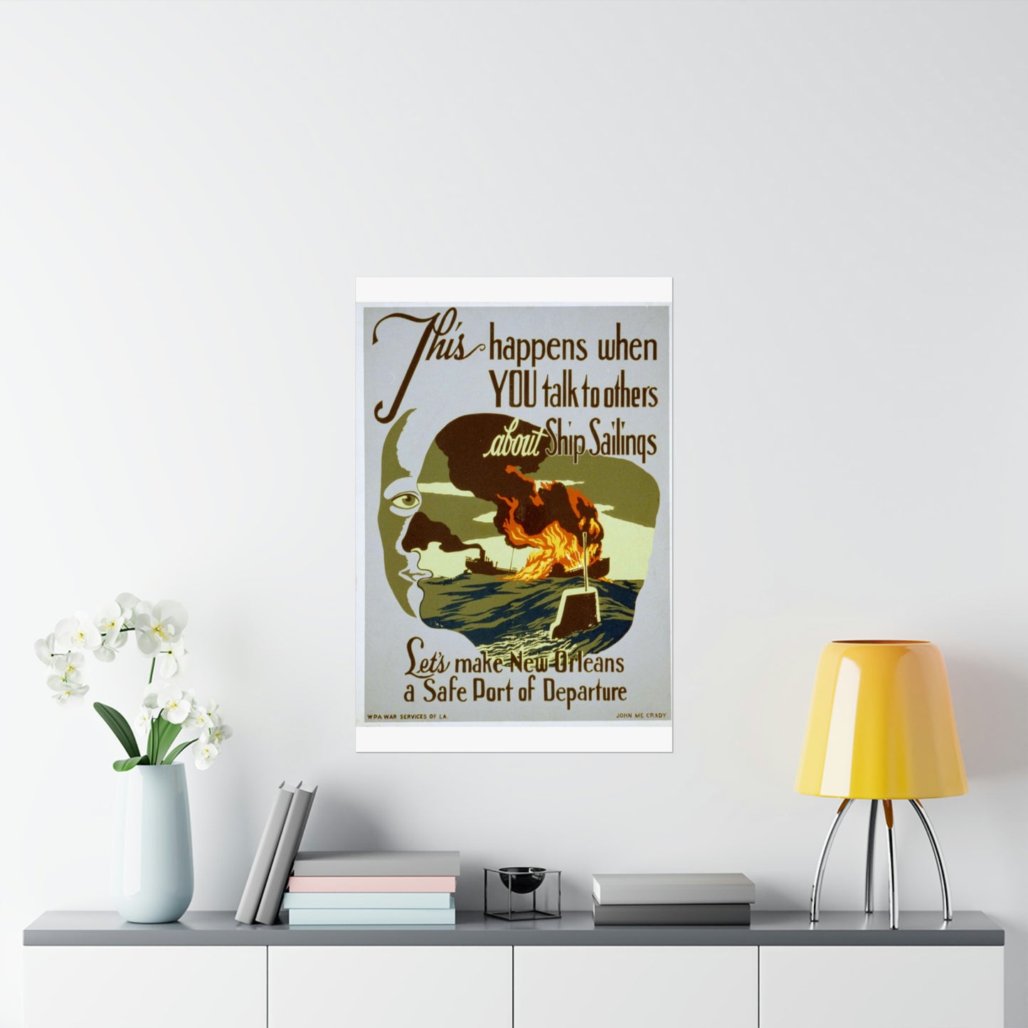 This happens when you talk to others about ship sailings Let's make New Orleans a safe port of departure / / John McCrady. High Quality Matte Wall Art Poster for Home, Office, Classroom