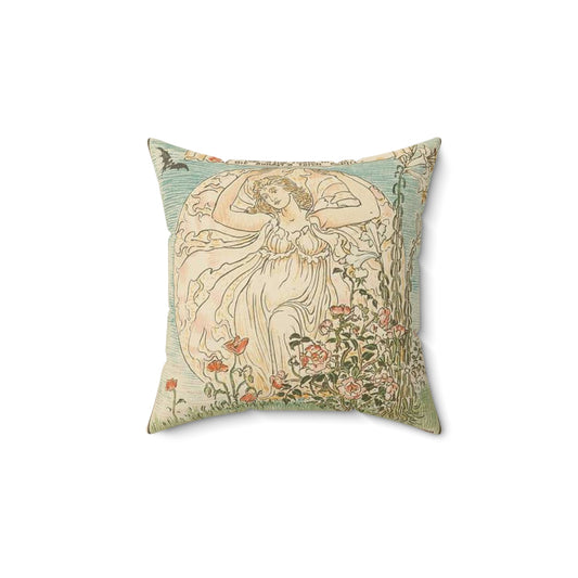 Beneath the summer full-orbed moon, ruddy & gold that rose full soon." Decorative Accent Square Pillow