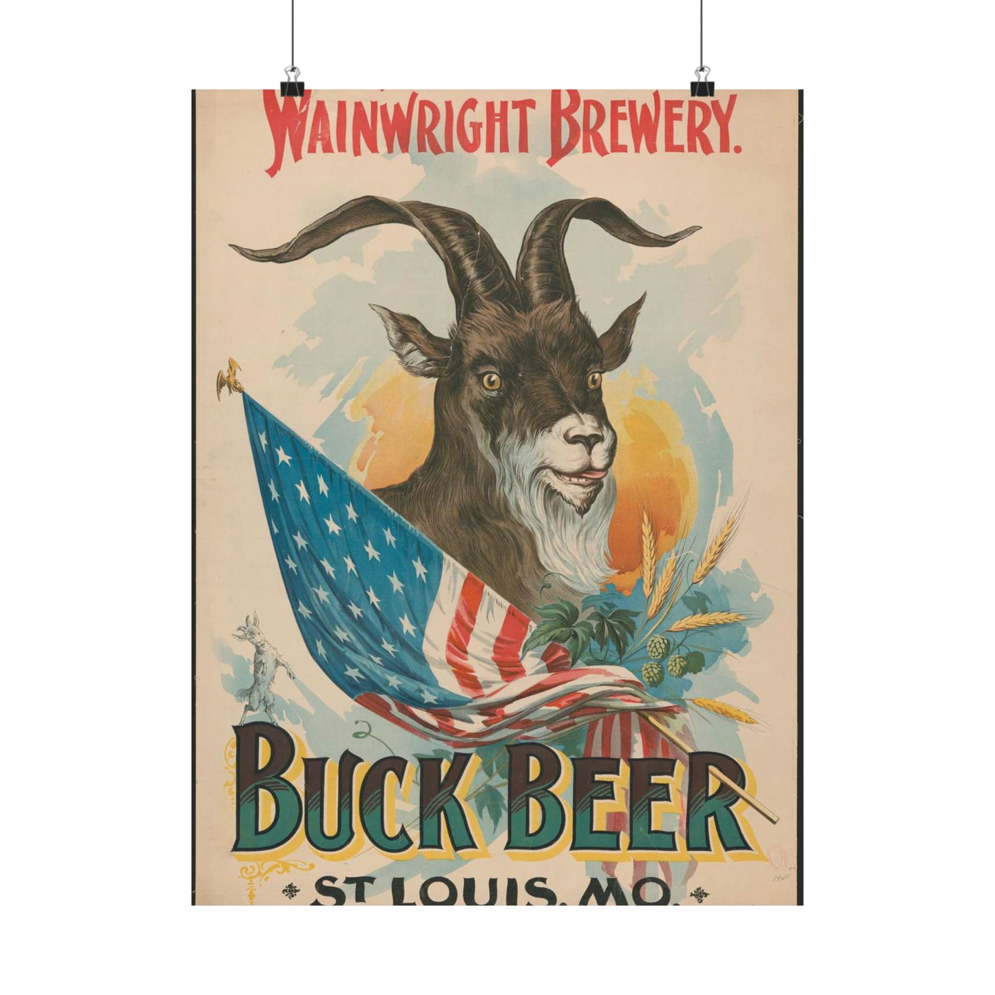 Wainwright Brewery, Buck Beer, St. Louis, MO High Quality Matte Wall Art Poster for Home, Office, Classroom