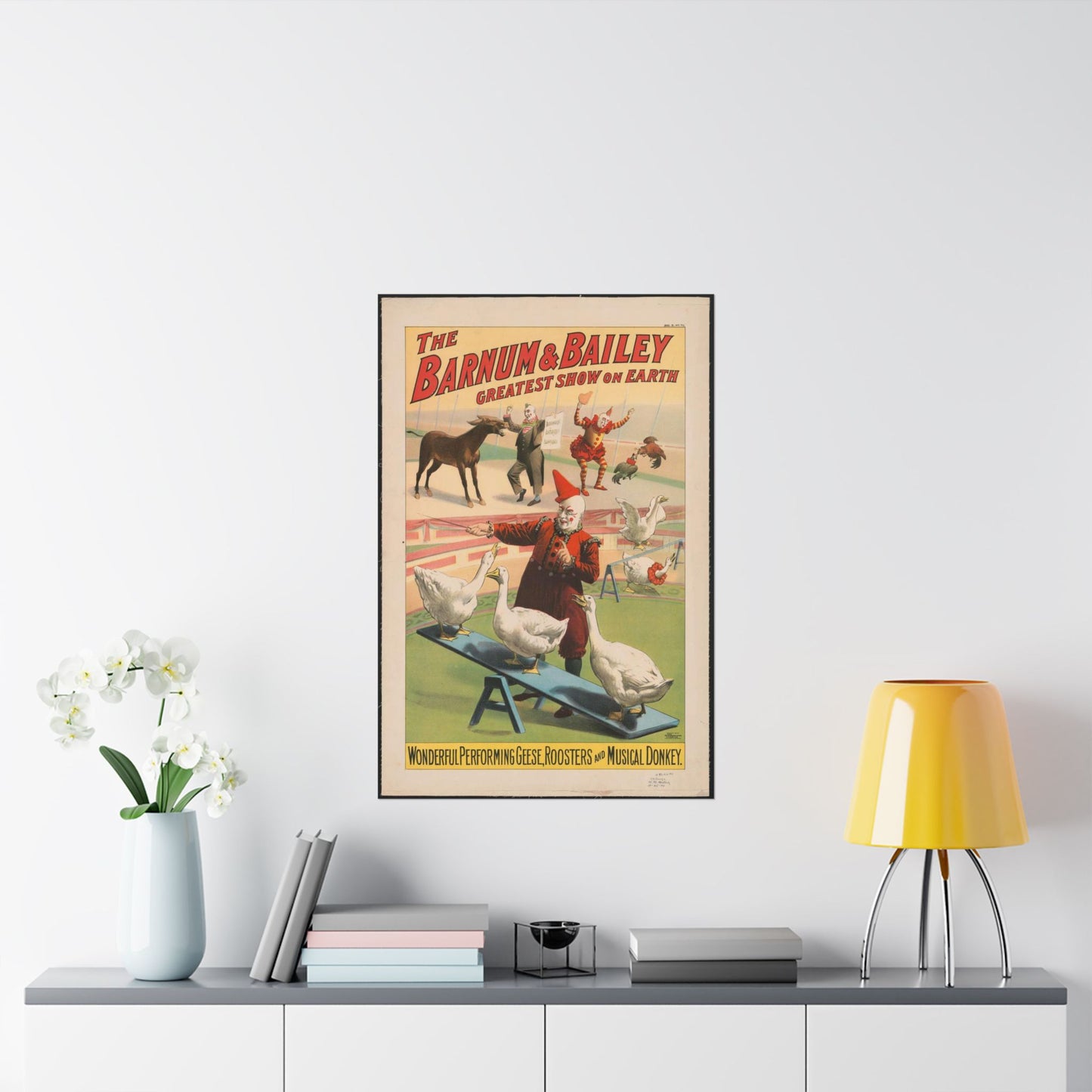 The Barnum & Bailey greatest show on earth. Wonderful performing geese, roosters and musical donkey / Strobridge Litho. Co., Cincinnati & New York. High Quality Matte Wall Art Poster for Home, Office, Classroom