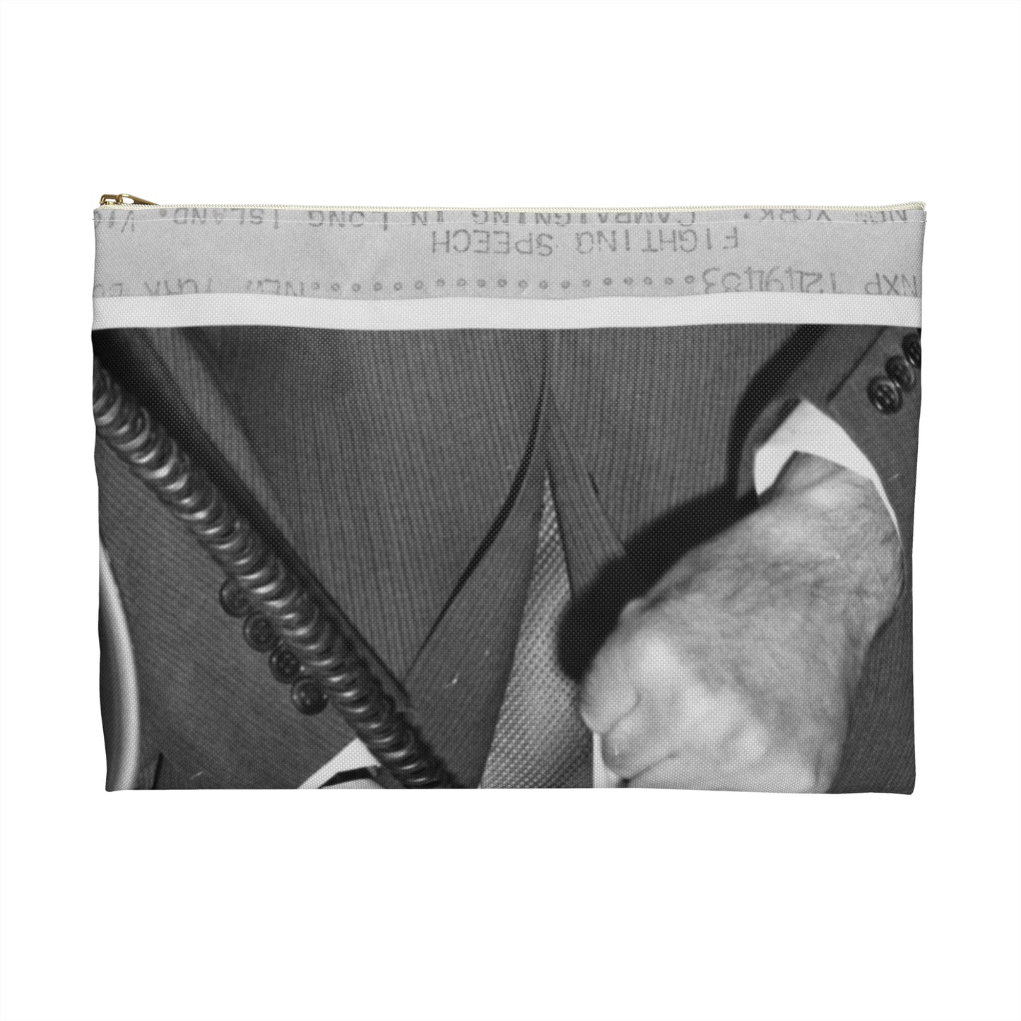 Richard Nixon clinches his fist as he addresses his first audience in Long Island, New York Large Organizer Pouch with Black Zipper