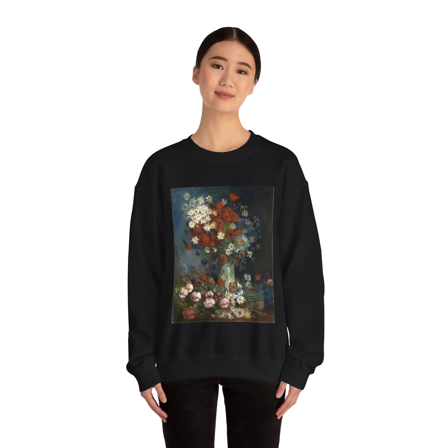 Still life with meadow flowers and roses Van Gogh 1886 Black Heavy Blend Adult Crew Neck SweatShirt