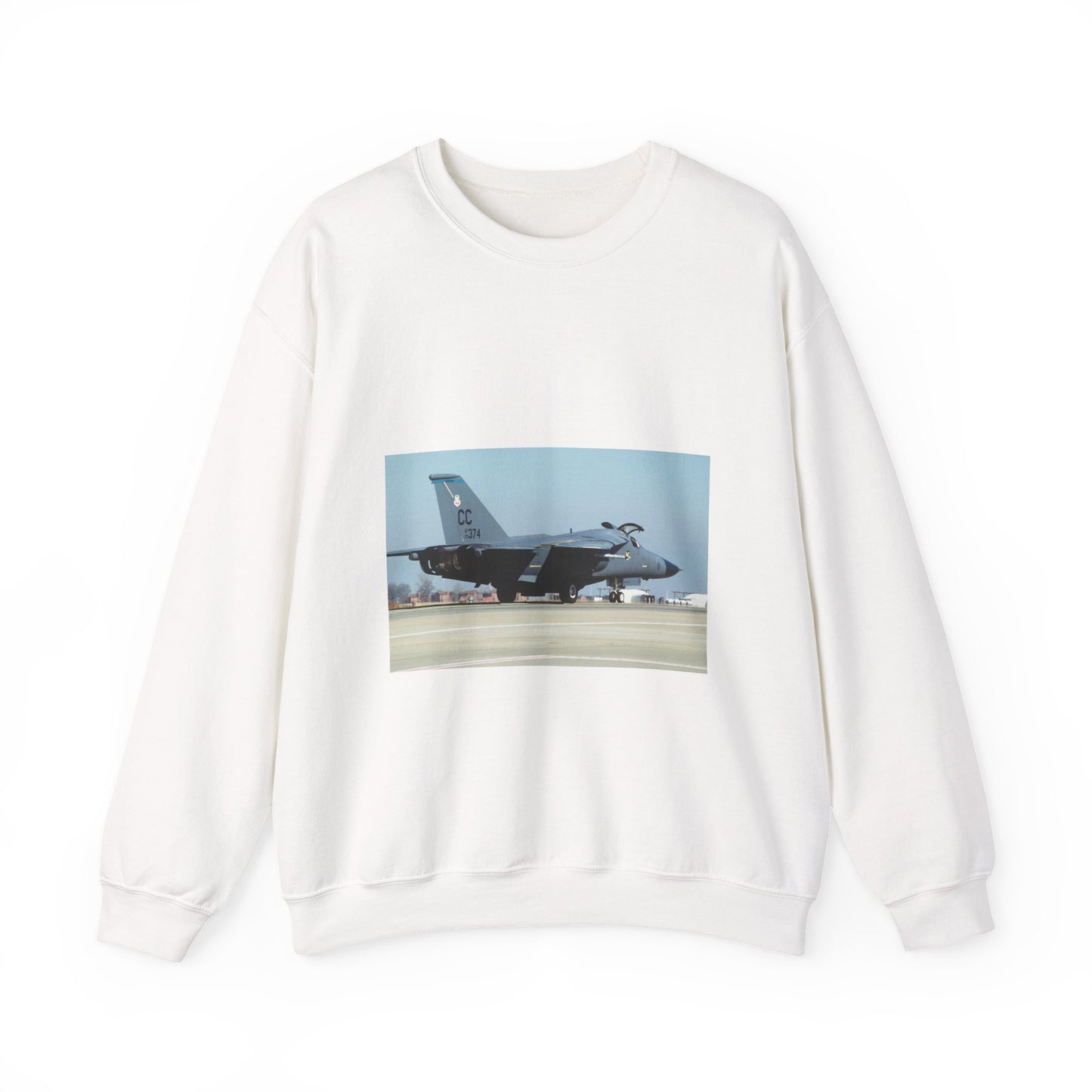 An F-111 from the 523rd Fighter Squadron, 27th Fighter Wing, Cannon Air Force Base, New Mexico taxis out to the runway White Heavy Blend Adult Crew Neck SweatShirt