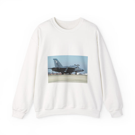 An F-111 from the 523rd Fighter Squadron, 27th Fighter Wing, Cannon Air Force Base, New Mexico taxis out to the runway White Heavy Blend Adult Crew Neck SweatShirt