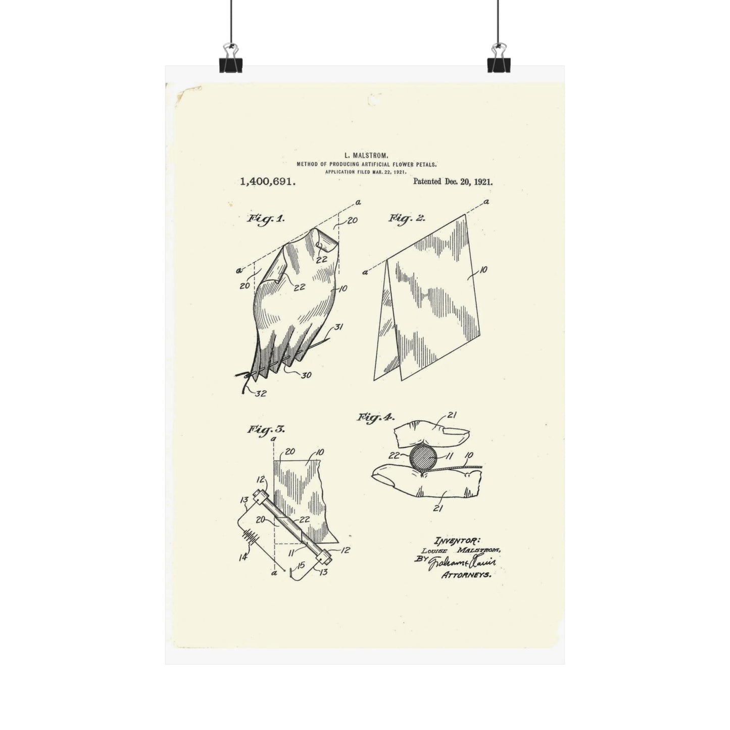 Patent Case File No. 1,400,691, Method of Producing Artificial-Flower Petals, Inventor- Louise Malstrom. - DPLA - 6710c28c24e0449480bf0fb8ddb4a41d (page 4) High Quality Matte Wall Art Poster for Home, Office, Classroom