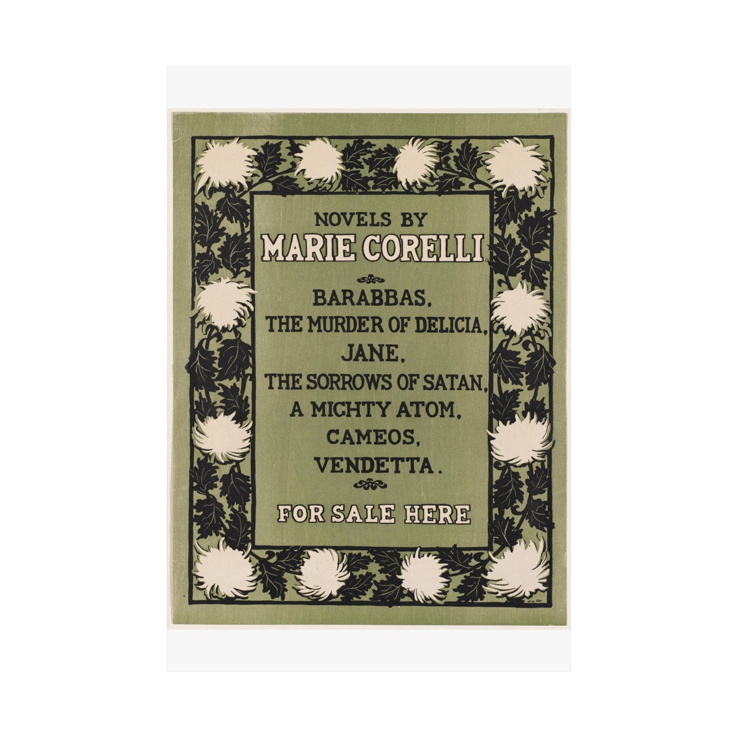 Novels by Marie Corelli, Art Nouveau poster High Quality Matte Wall Art Poster for Home, Office, Classroom