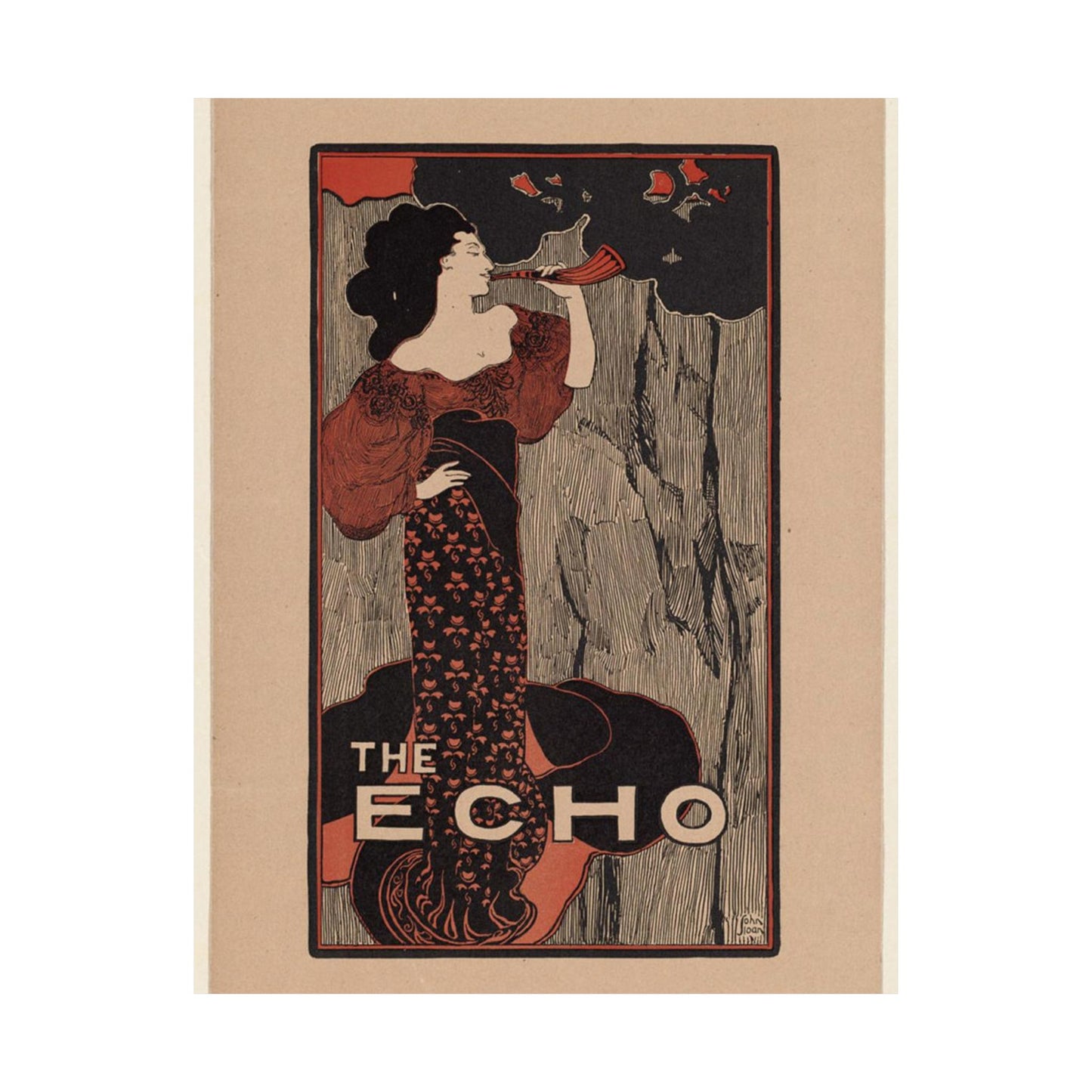 The echo, for sale here - Art nouveau public domain poster - Art nouveau public domain image High Quality Matte Wall Art Poster for Home, Office, Classroom