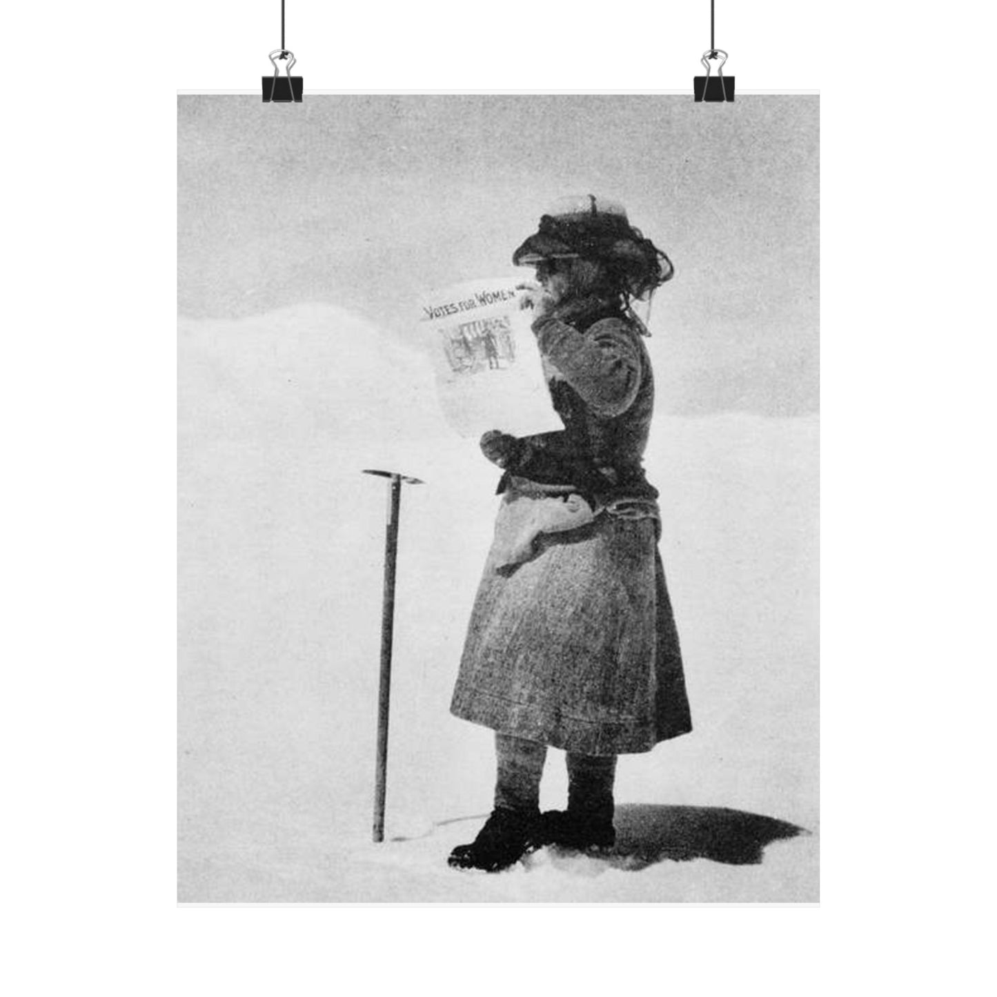 FannyBullockWorkmanVotesWomen - A woman standing in the snow holding a sign High Quality Matte Wall Art Poster for Home, Office, Classroom