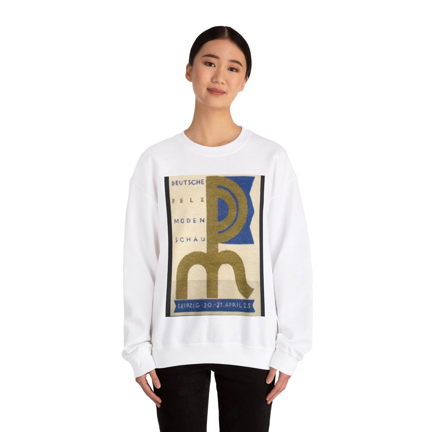 Deutsche Pelzmodenschau Leipzig 20.-21. April 1925, Reklamemarke White Heavy Blend Adult Crew Neck SweatShirt