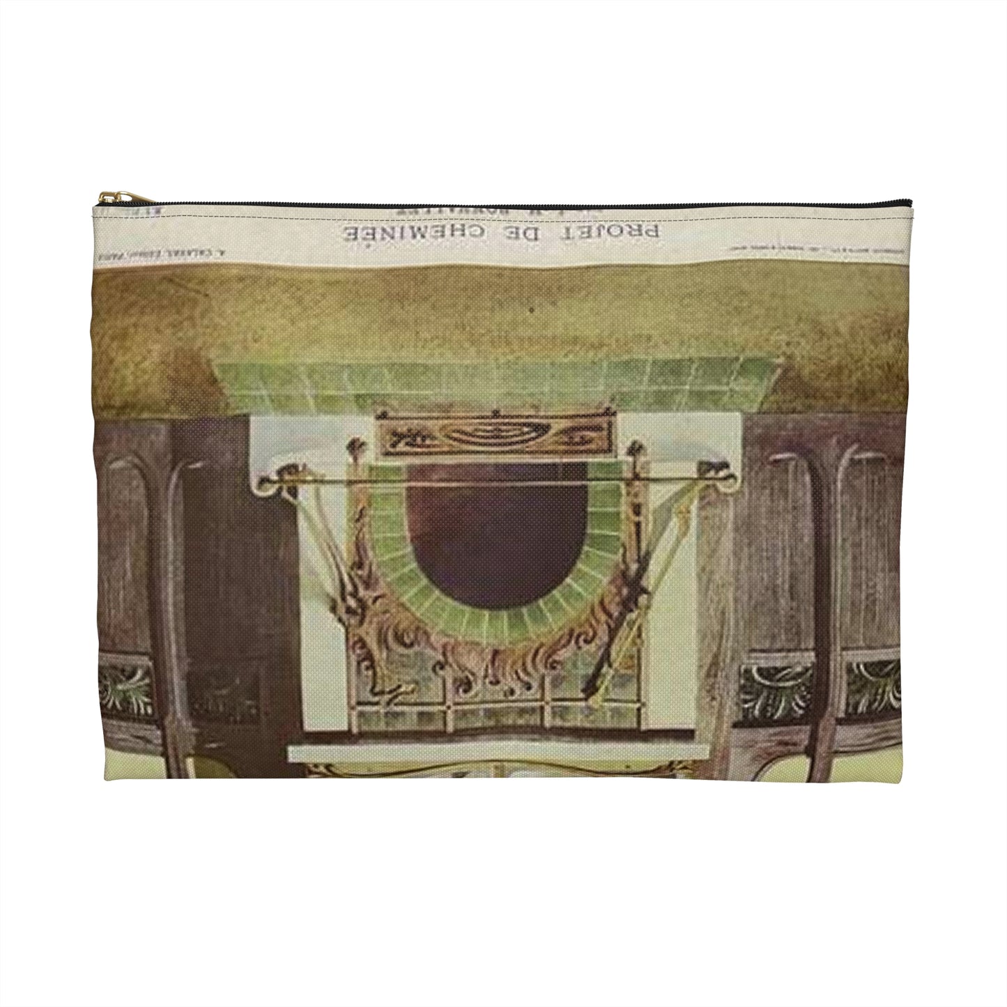 345ARTIST Bonvallet, L. H. Projet De Cheminée., Nancy Large Organizer Pouch with Black Zipper