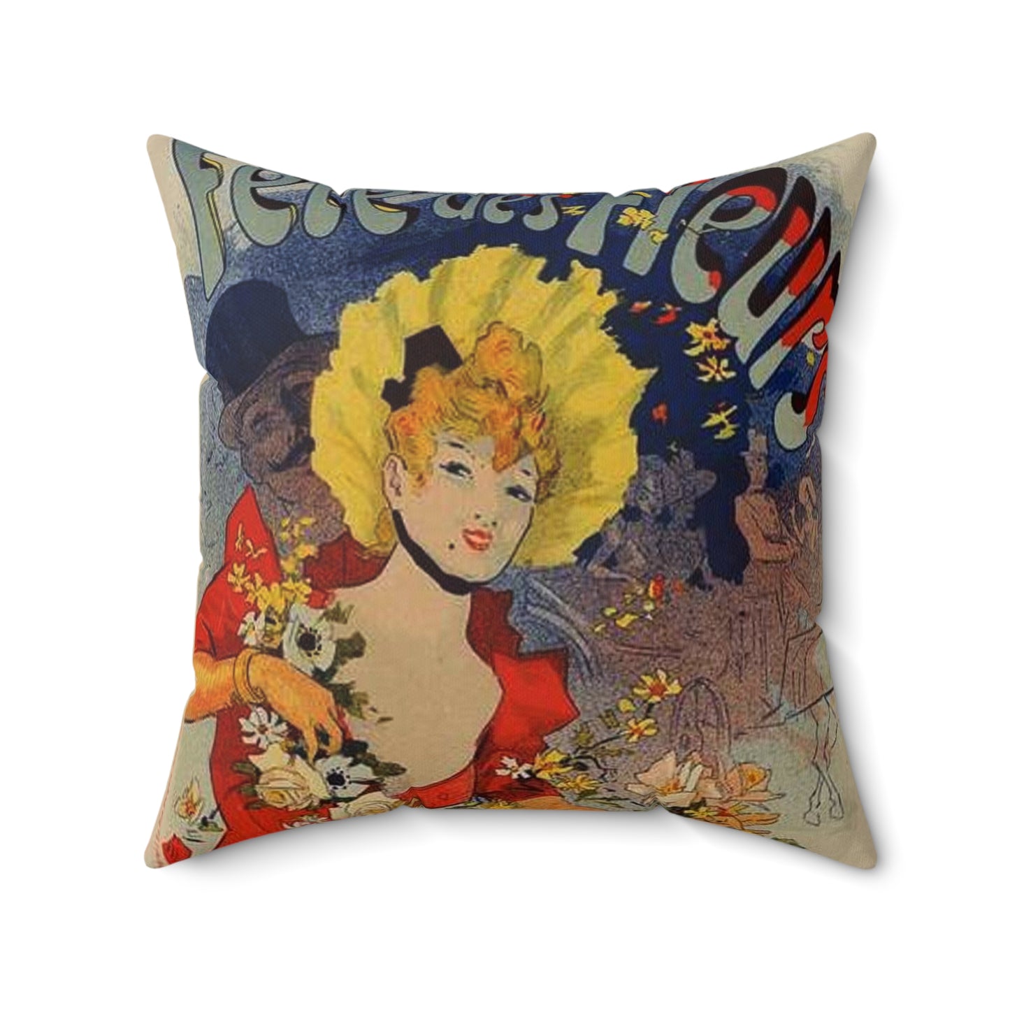 Affiche pour la "Fête des Fleurs de Bagnères-de-Luchon". Decorative Accent Square Pillow