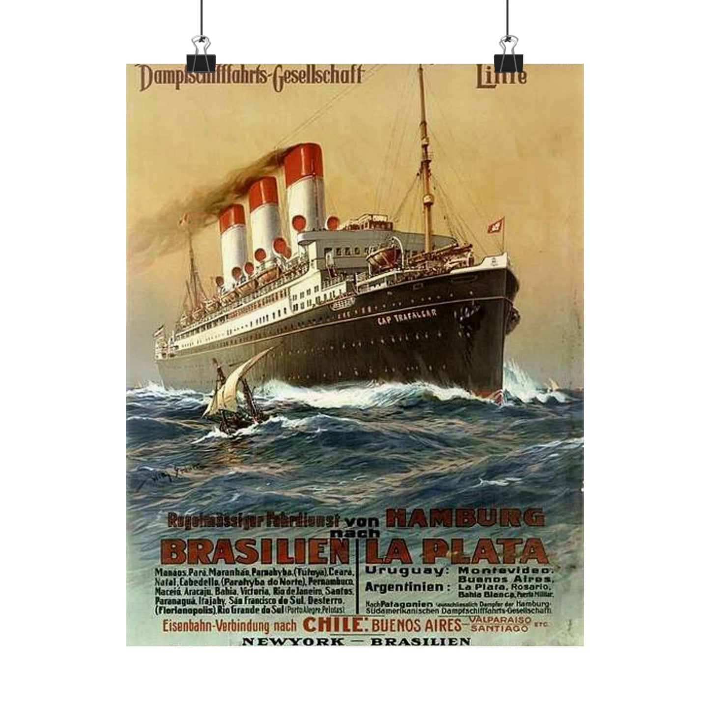 Dampfer Cap Trafalgar 1899 - Public domain image of a steam boat High Quality Matte Wall Art Poster for Home, Office, Classroom