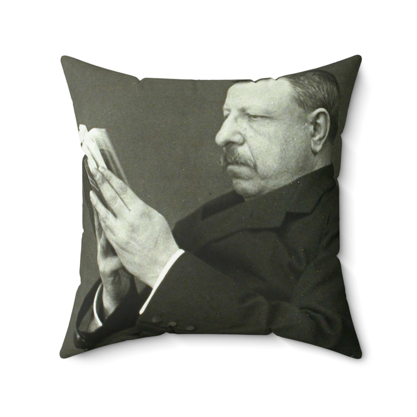 B.Croce, Italy - A black and white photo of a man reading a book Decorative Accent Square Pillow