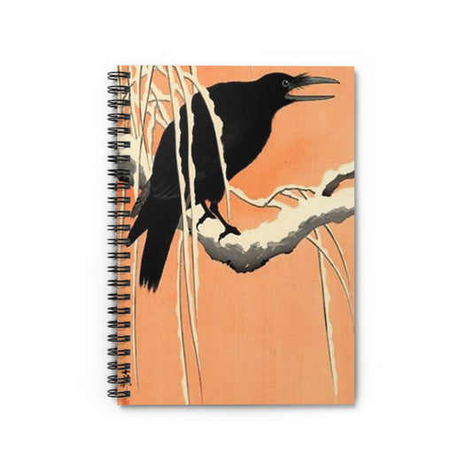 Koson - crow, Ohara Koson Spiral Bound Ruled Notebook with Printed Cover