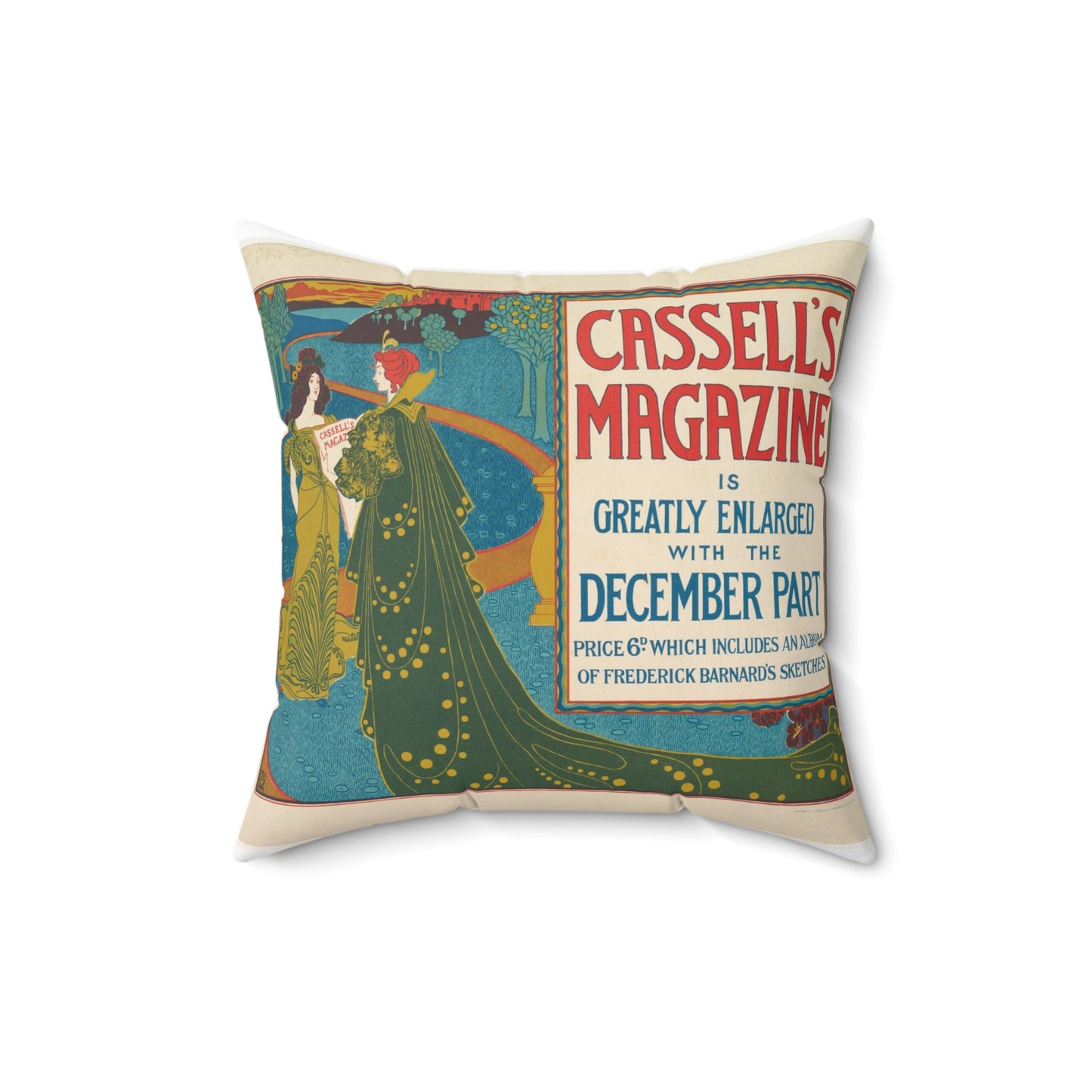 Louis Rhead - Cassell's Magazine: December Decorative Accent Square Pillow