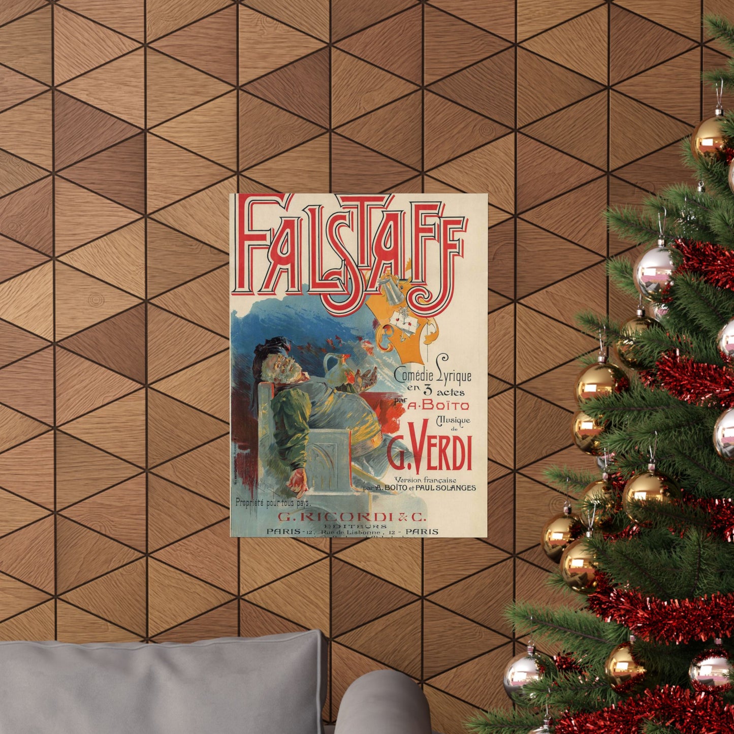 Adolfo Hohenstein - Poster for first French production of Giuseppe Verdi's Falstaff High Quality Matte Wall Art Poster for Home, Office, Classroom