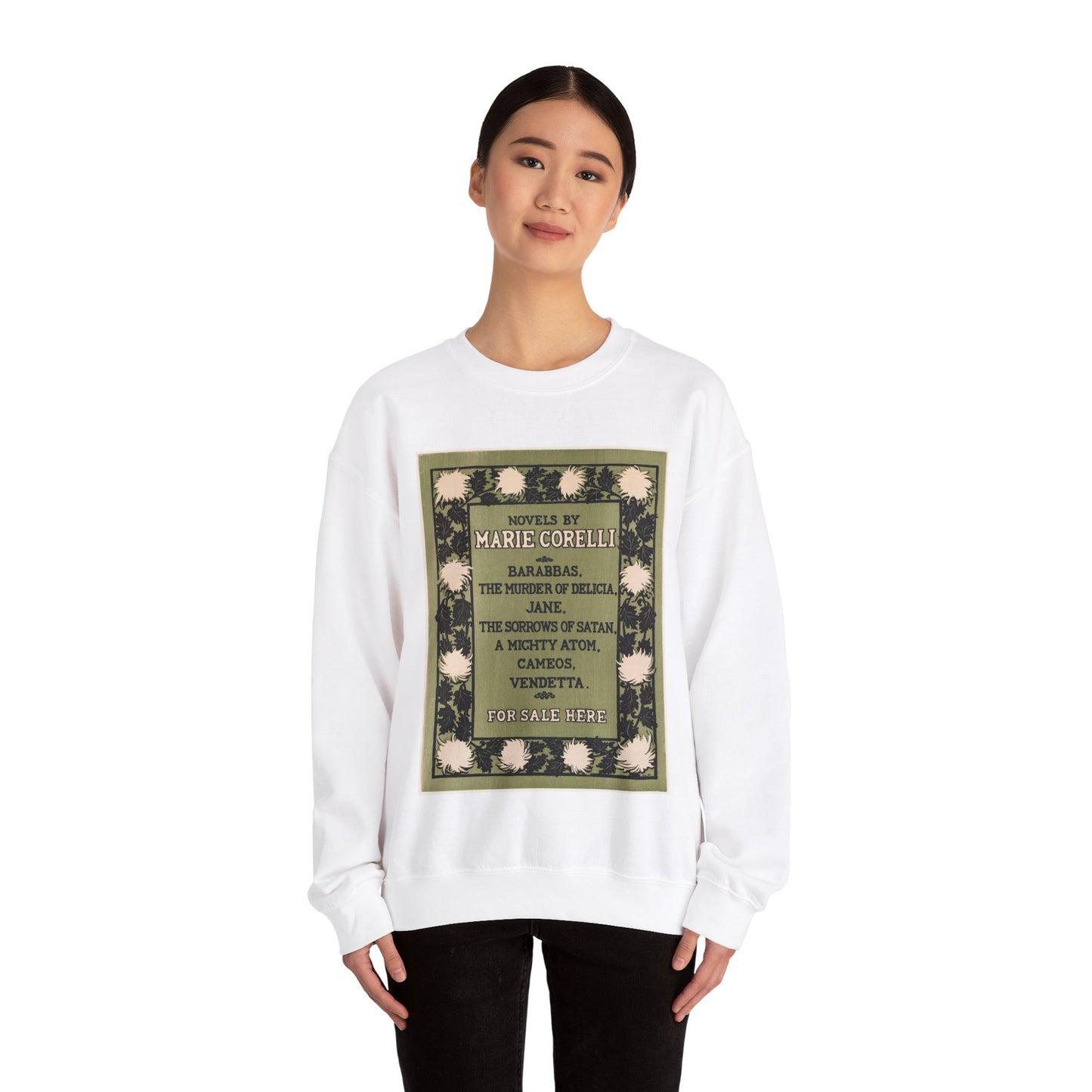 Novels by Marie Corelli, J.J Gould White Heavy Blend Adult Crew Neck SweatShirt