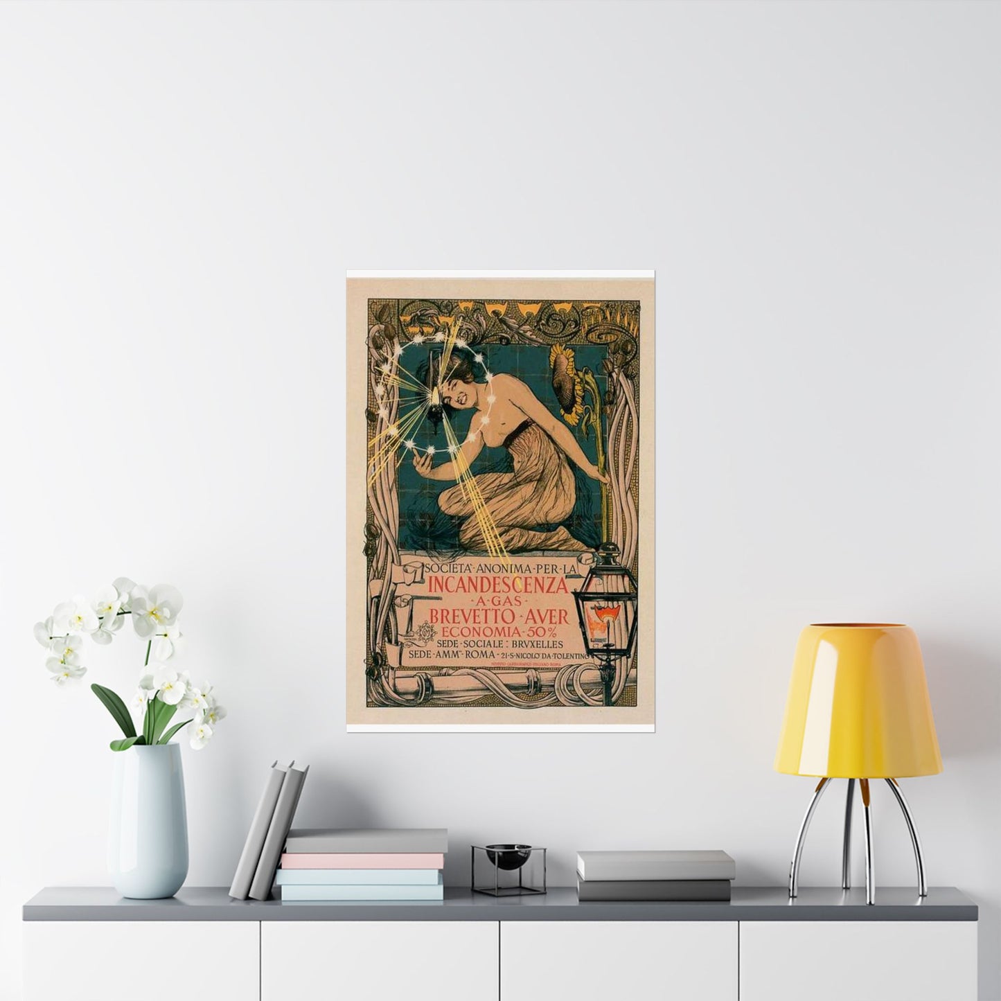 Affiche italienne pour l' "Incandescence par le Gaz, Système Auer" High Quality Matte Wall Art Poster for Home, Office, Classroom