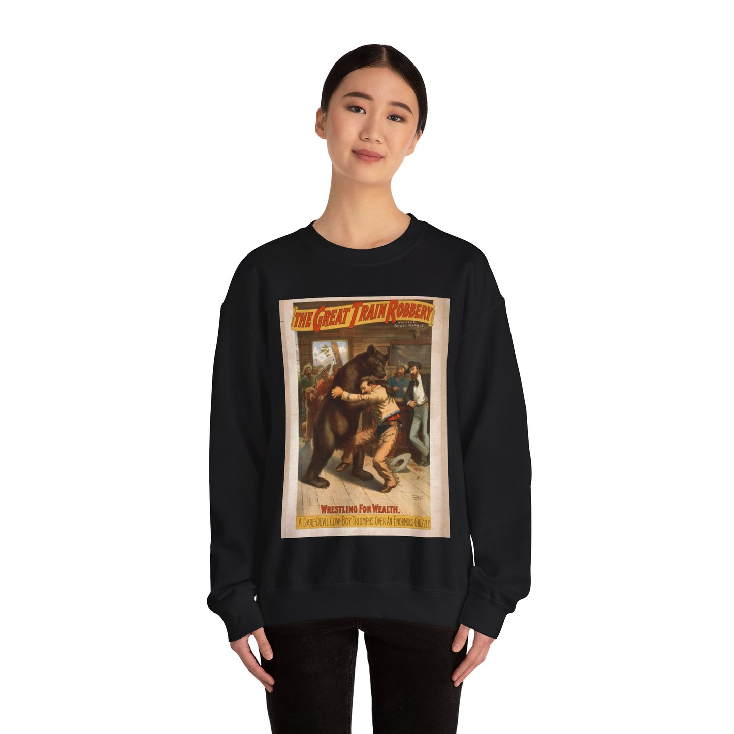 The great train robbery written by Scott Marble. Black Heavy Blend Adult Crew Neck SweatShirt