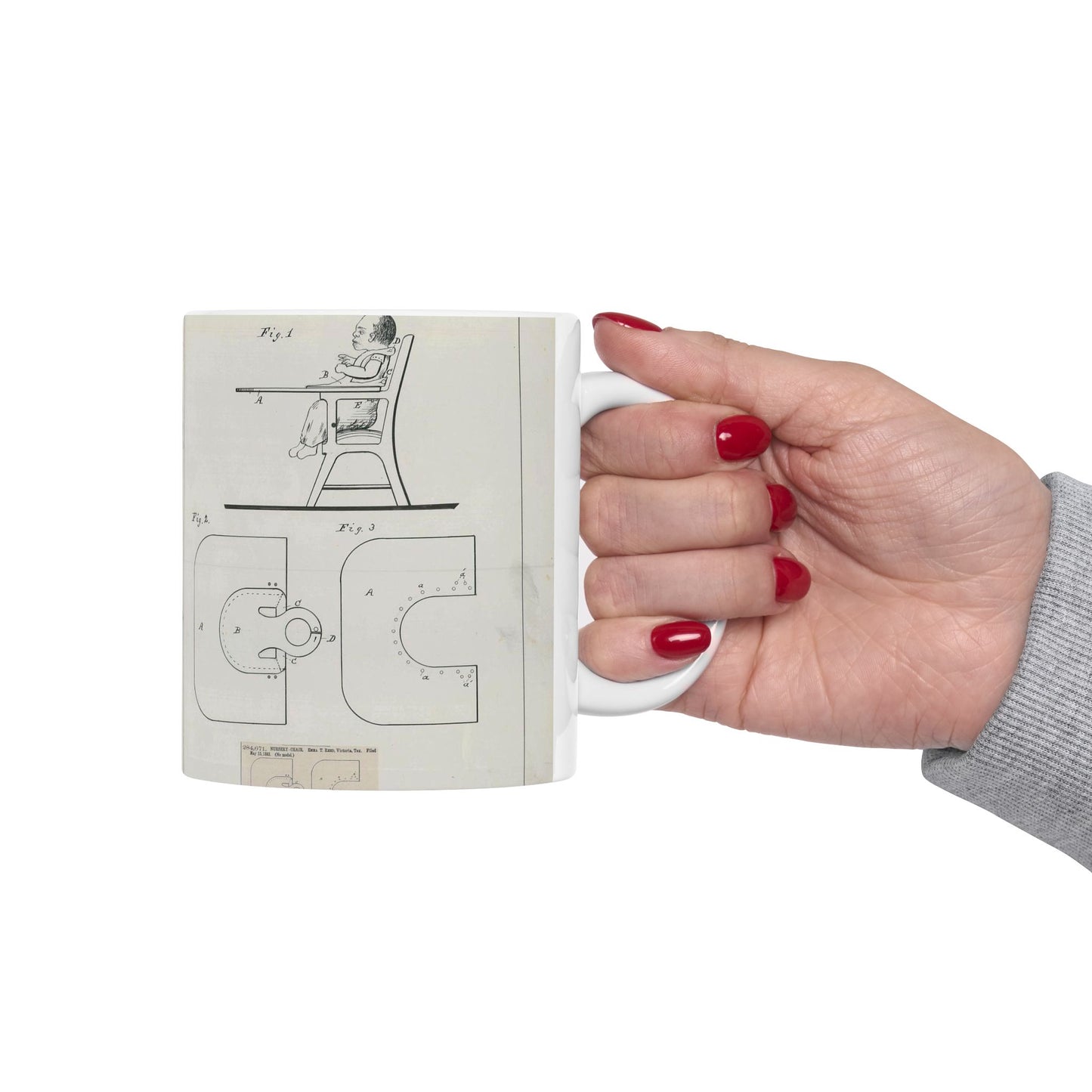 Patent Drawing of Engine - for E. T. Reed's Nursery Chair Public domain  image Beautiful Novelty Ceramic Coffee Mug 11oz