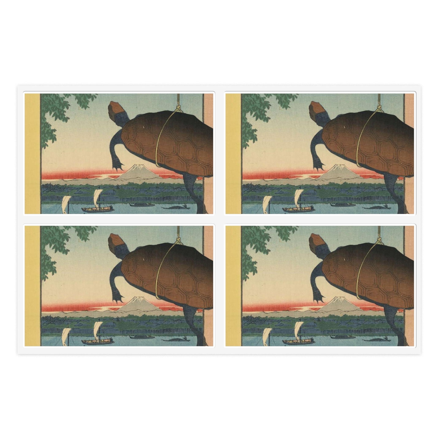 Gajō icchō, Andō Hiroshige - Public domain portrait drawing  Laminated UV Protective Vinyl Stickers