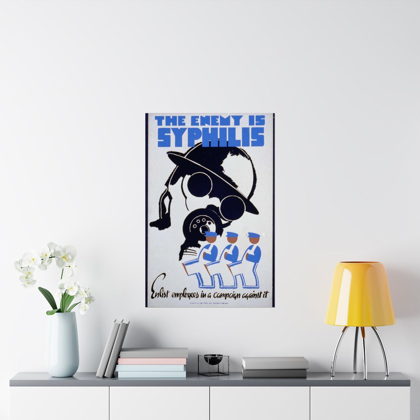 The enemy is syphilis Enlist employees in a campaign against it. High Quality Matte Wall Art Poster for Home, Office, Classroom