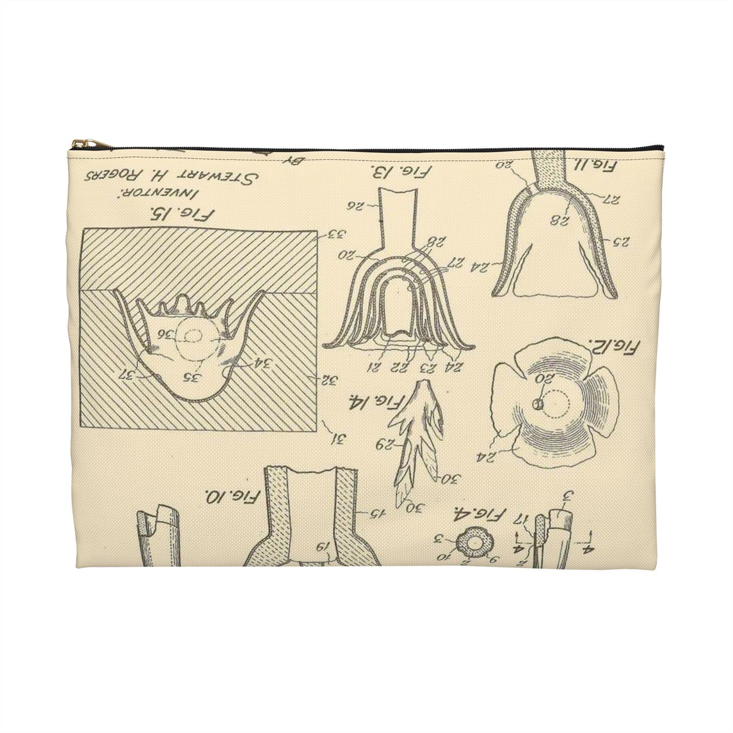 Patent Case File No. 2,054,605, Artificial Flower and Method of and Apparatus for Making the Same, Inventor- Stewart H. Rogers. - DPLA - ffbbbc6a0556e6406954e2be06fe50d6 (page 6) Large Organizer Pouch with Black Zipper