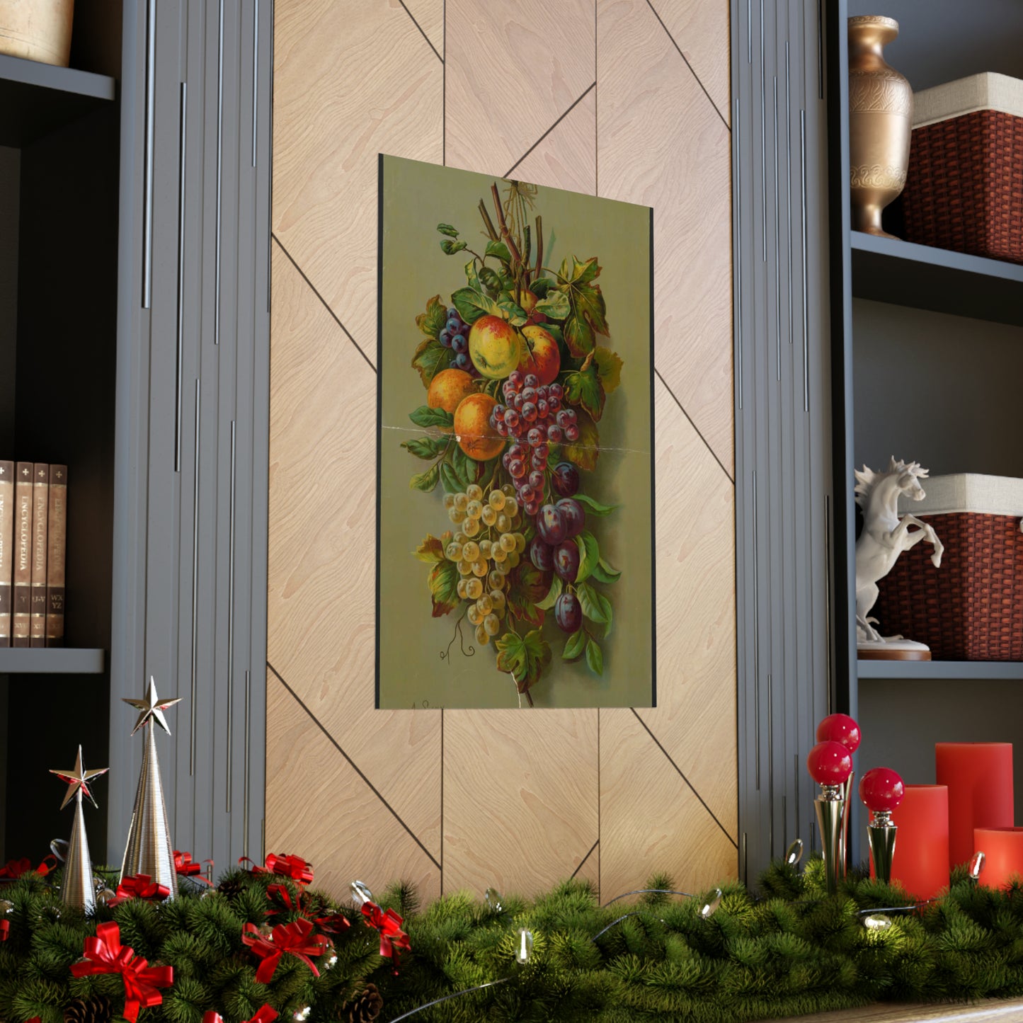 Apples, Plums & grapes, no. 8266 High Quality Matte Wall Art Poster for Home, Office, Classroom