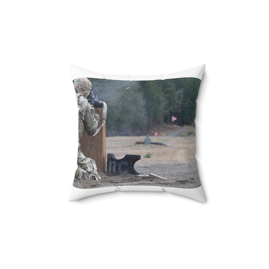 U.S. Army soldier Cpl. Ian Villoldo assigned to Charlie Decorative Accent Square Pillow