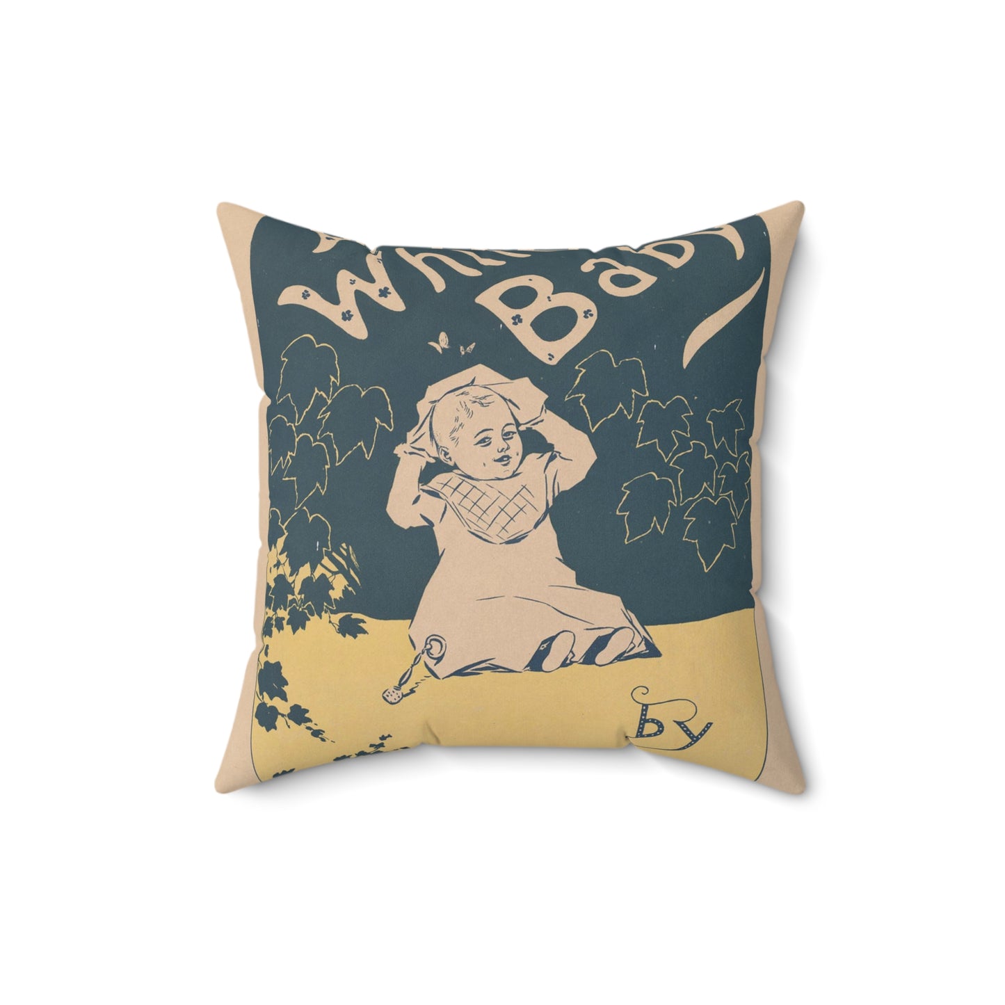 A white baby by James Welsh - Art Deco public domain image Decorative Accent Square Pillow