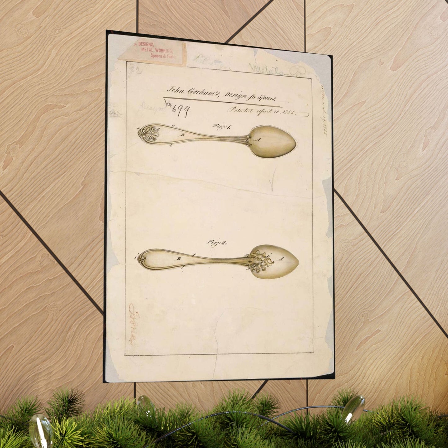 Patent drawing - Drawing of Design for Spoons Public domain  image High Quality Matte Wall Art Poster for Home, Office, Classroom