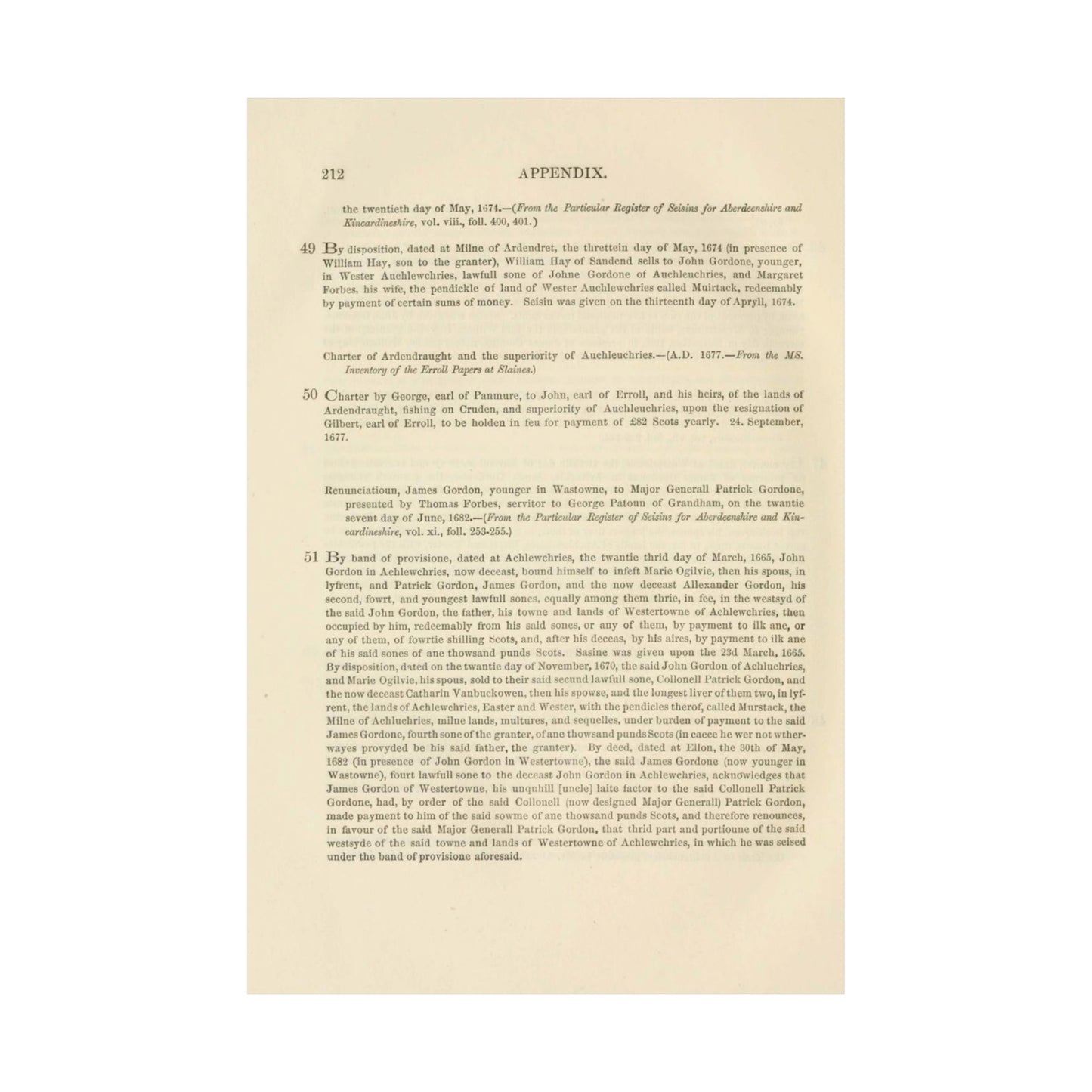 212 APPENDIX.   the twentieth day of May, 1674. — {From the Particular Register of Seisins for Aberdeenshire and  Kincardineshire High Quality Matte Wall Art Poster for Home, Office, Classroom