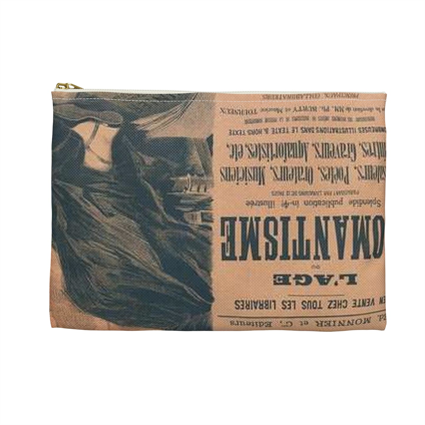 Affiche pour la "Librairie Romantique". Large Organizer Pouch with Black Zipper