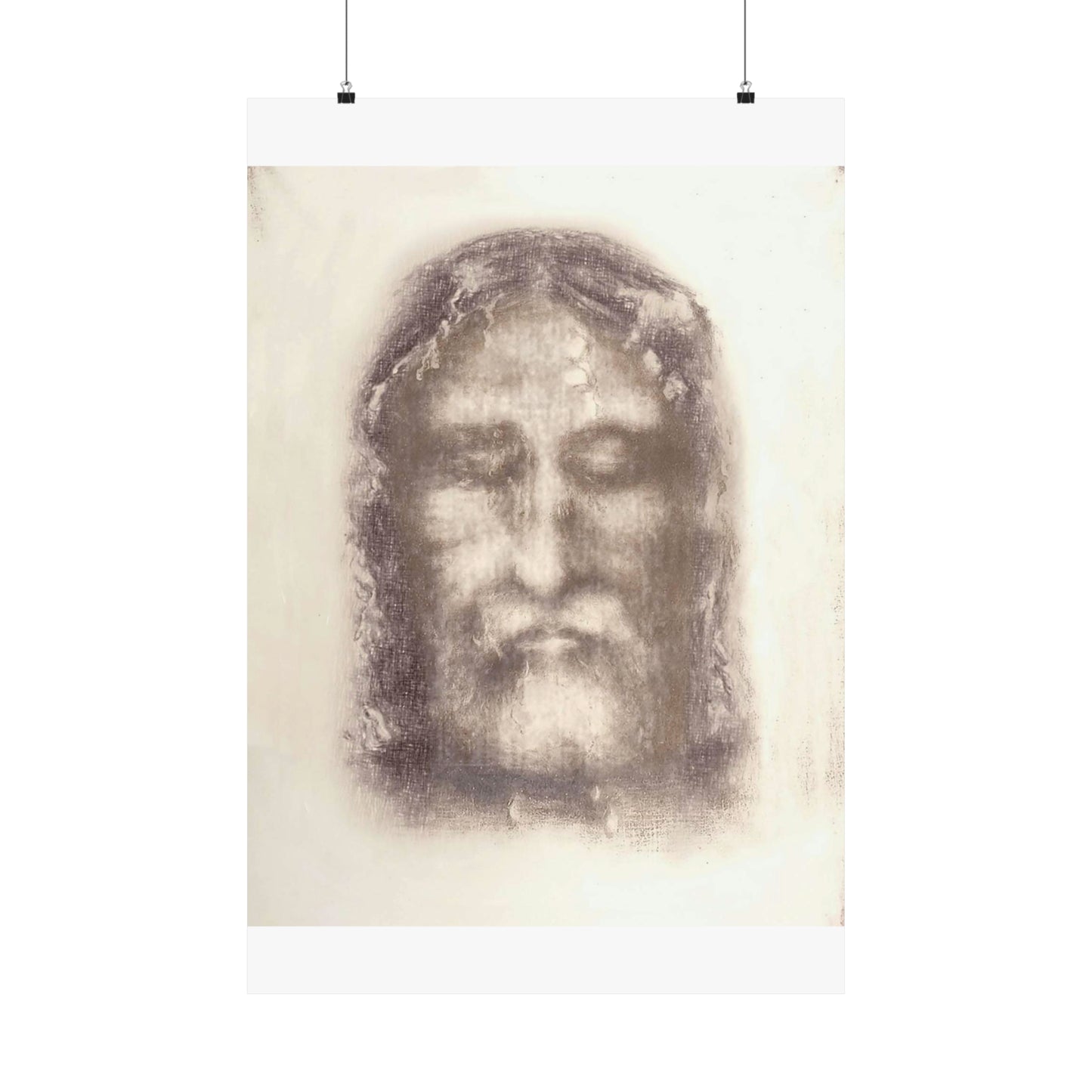 Holy Face of Jesus from Shroud of Turin (1909) High Quality Matte Wall Art Poster for Home, Office, Classroom