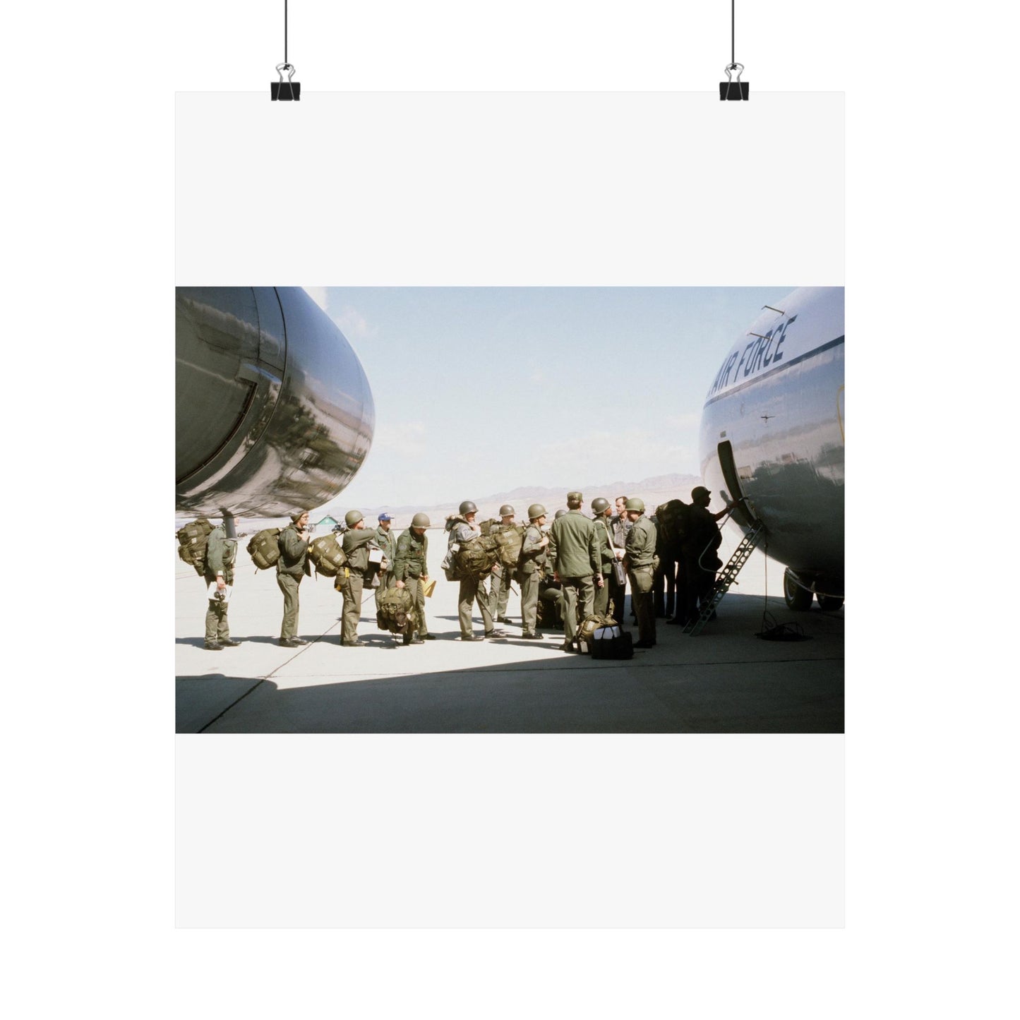 Troops embark a C-141 Starlifter aircraft during exercise Team Spirit (Coronet Spray) High Quality Matte Wall Art Poster for Home, Office, Classroom